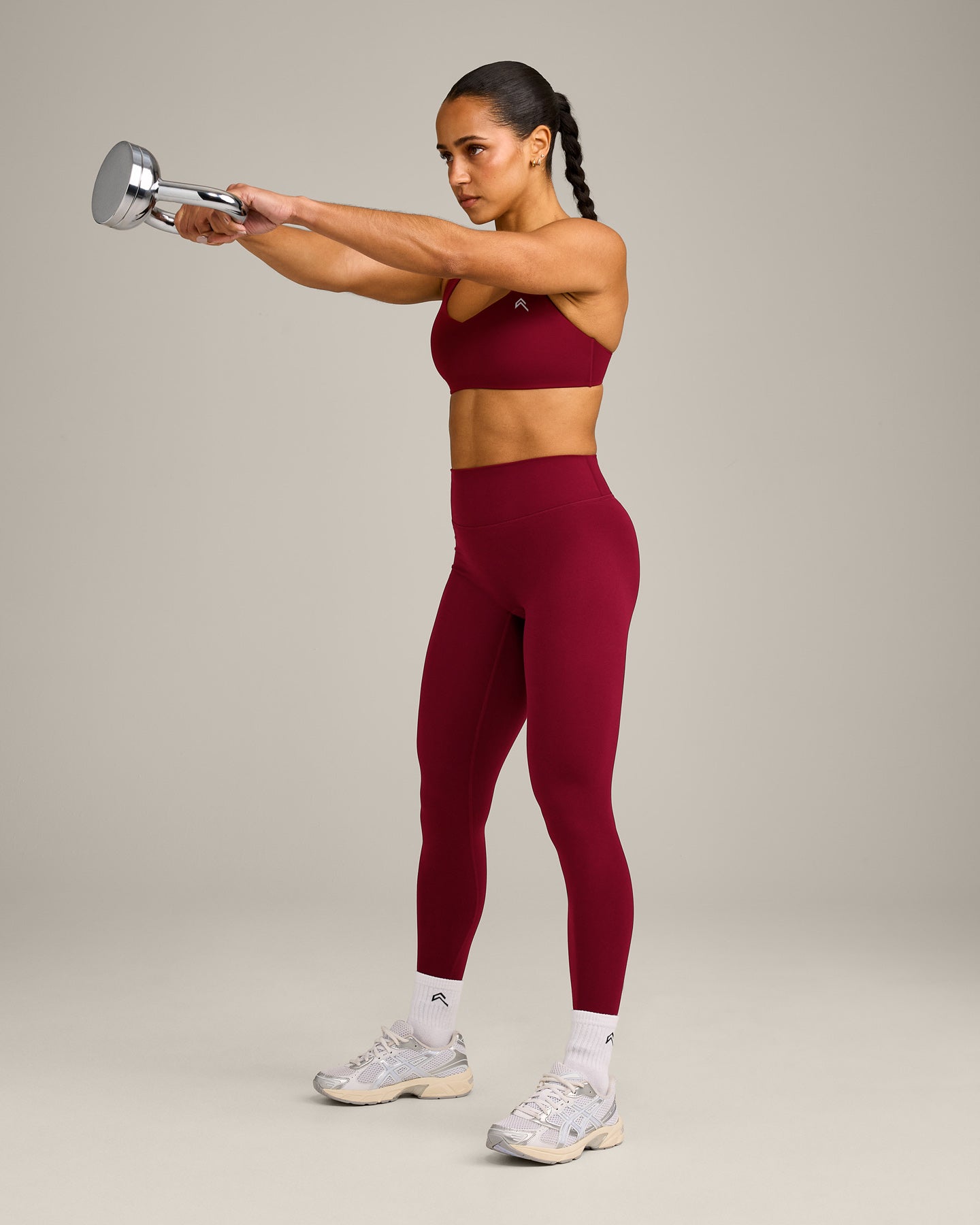 EasyLift Cross Back Sports Bra with Grey Logo | Ruby Red - Image 3