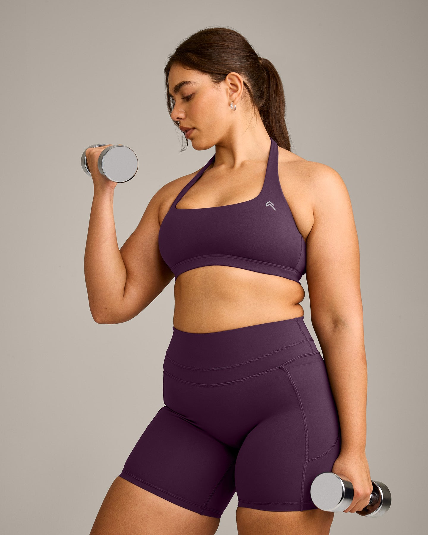 EasyLift Halter Bralette with Grey Logo | Blackberry Purple - Image 6