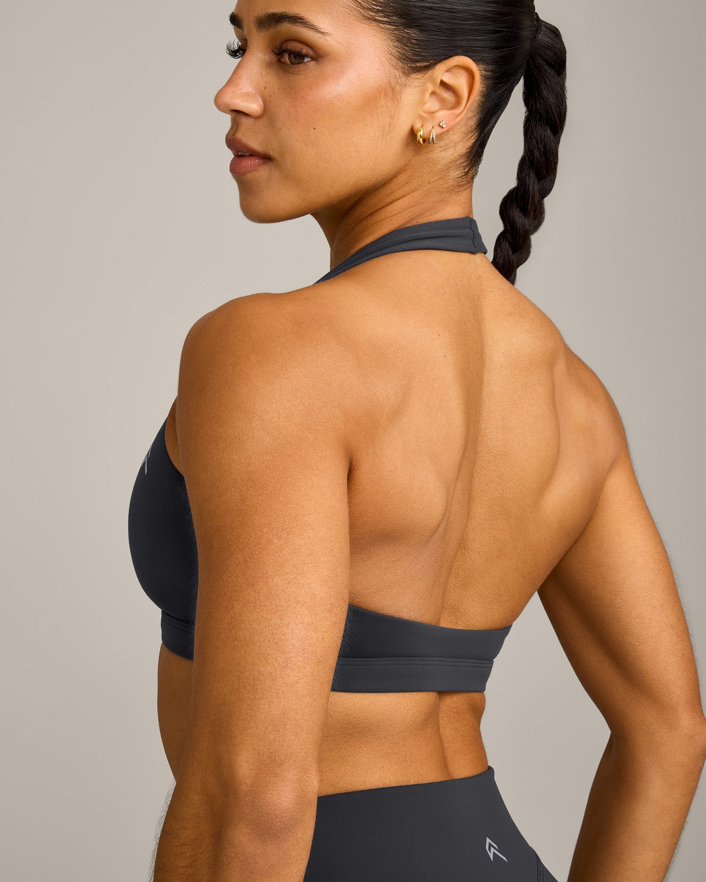 EasyLift Halter Bralette with Grey Logo | Coal - Image 4