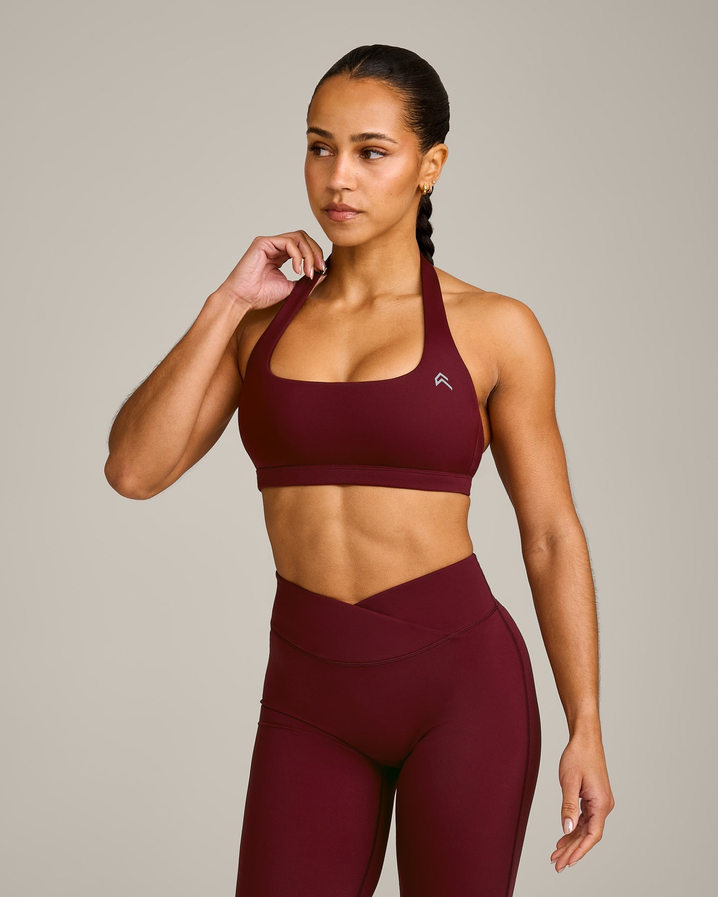EasyLift Halter Bralette with Grey Logo | Rosewood