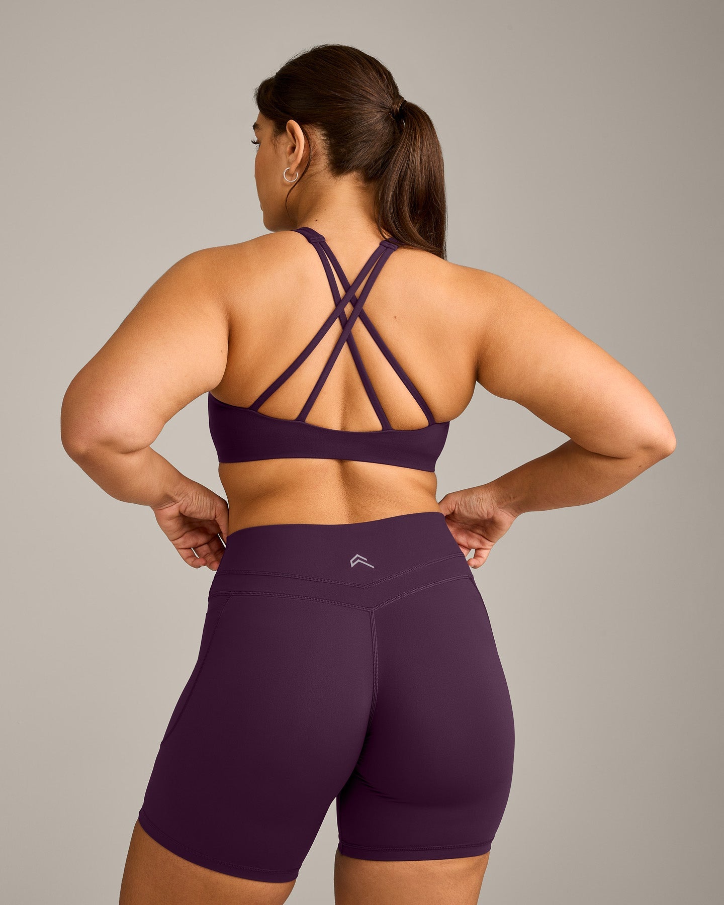 EasyLift High Neck Sports Bra with Grey Logo | Blackberry Purple - Image 4
