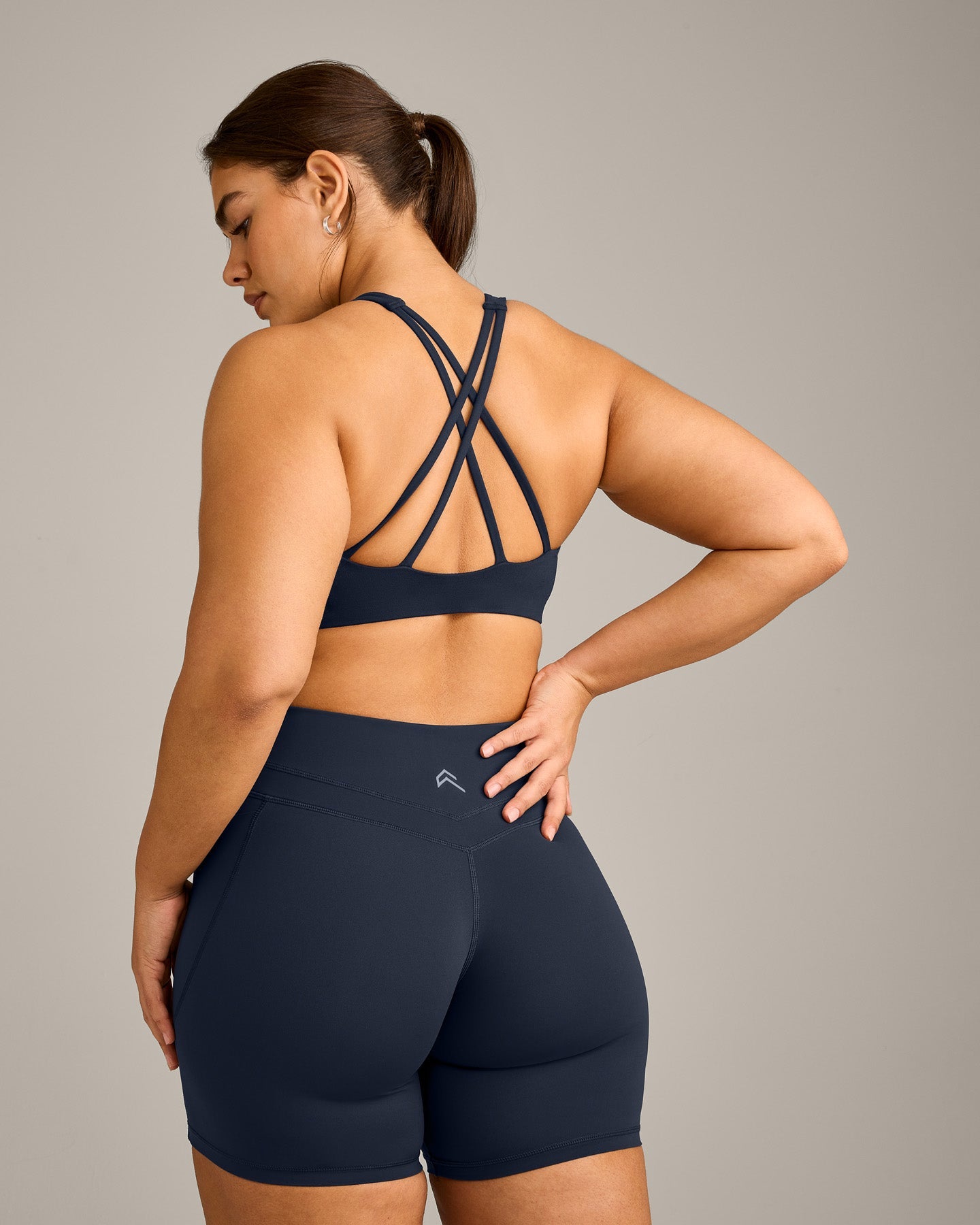 Alternative view of EasyLift High Neck Sports Bra with Grey Logo | True Blue