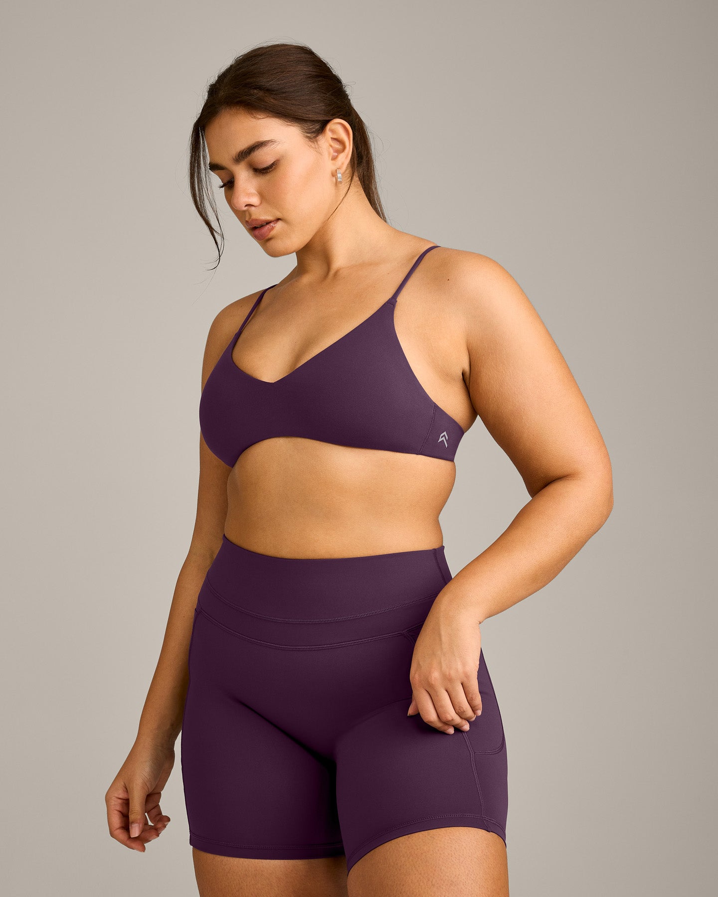 EasyLift Ultra Minimal Bralette with Grey Logo | Blackberry Purple