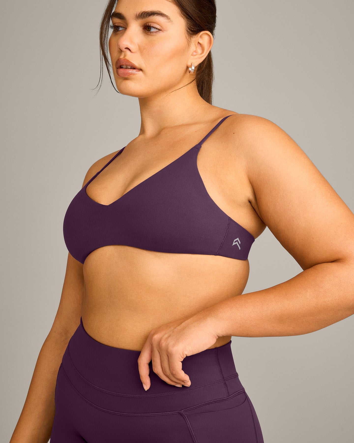 Alternative view of EasyLift Ultra Minimal Bralette with Grey Logo | Blackberry Purple