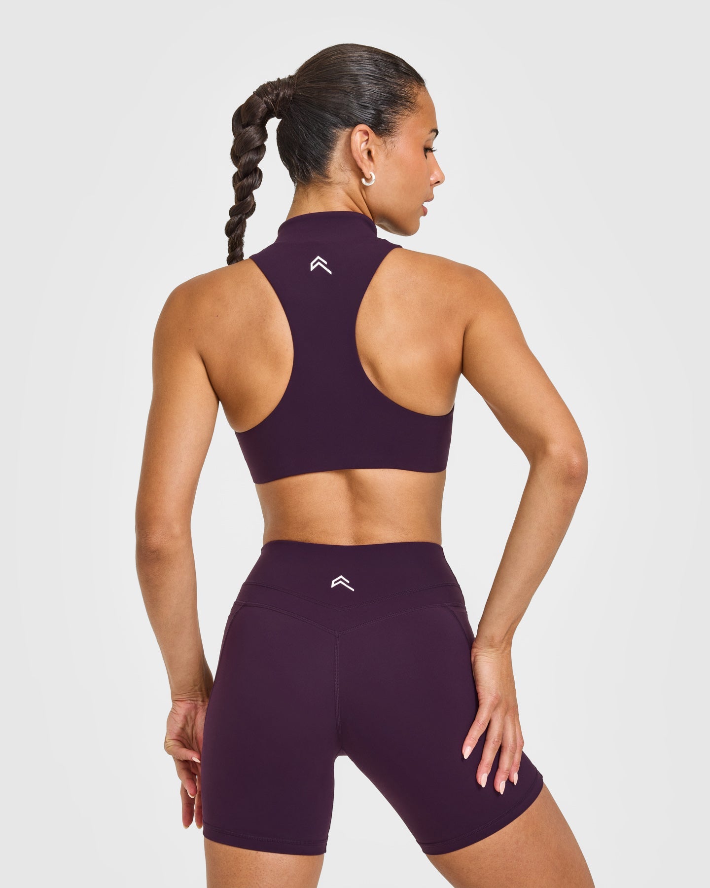 EasyLift Zip High Neck Sports Bra with White Logo | Blackberry Purple - Image 5