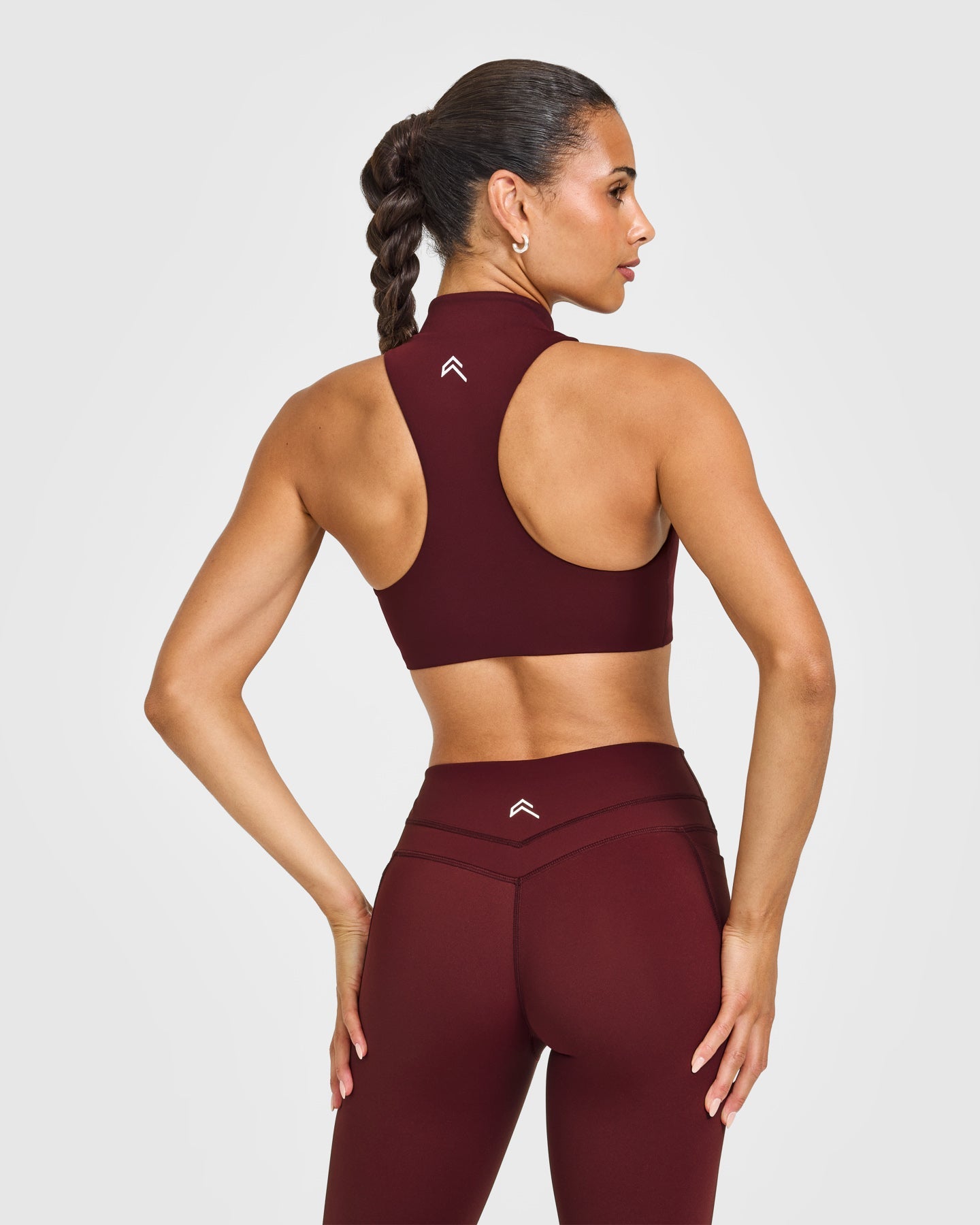 EasyLift Zip High Neck Sports Bra with White Logo | Rosewood - Image 6