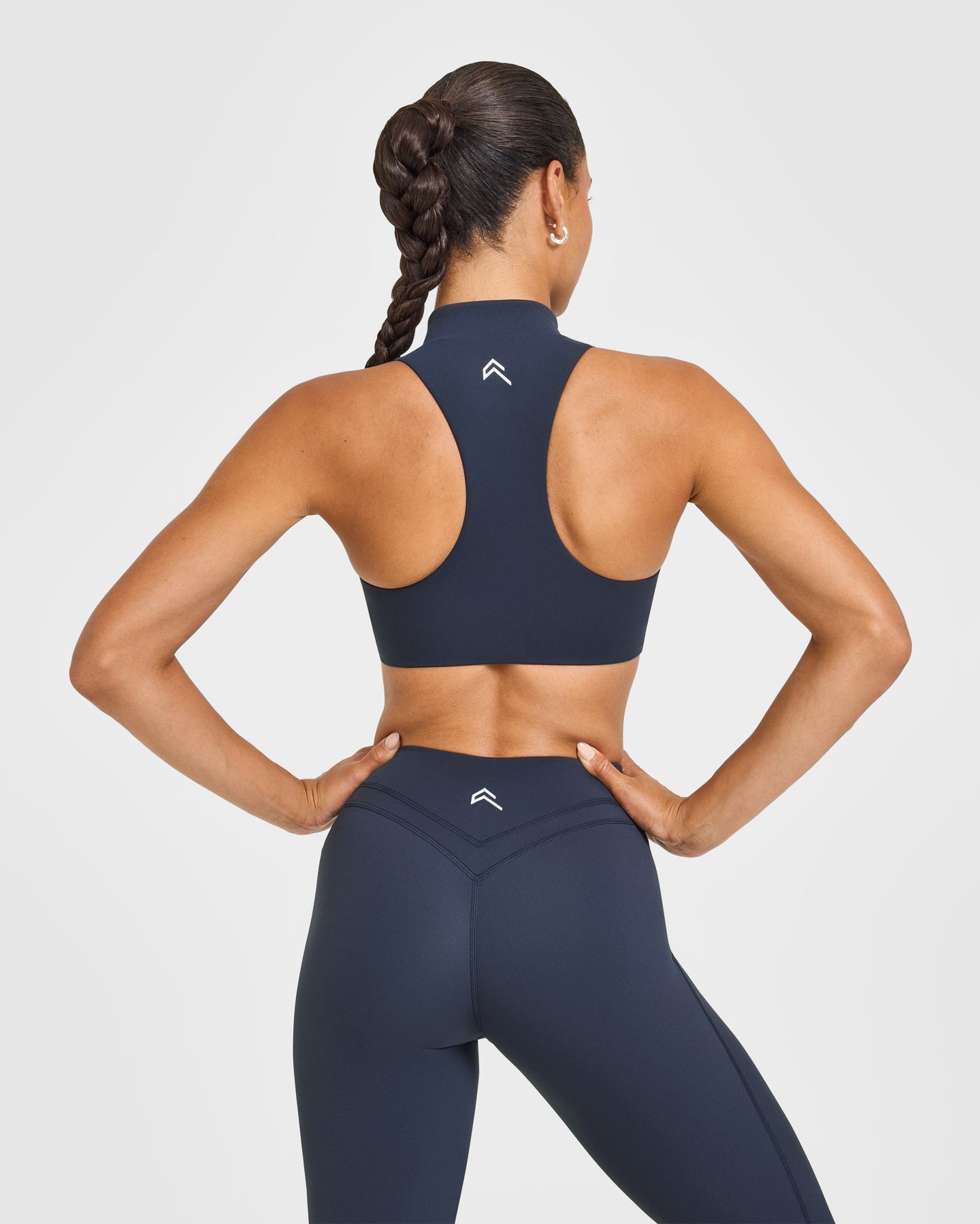 EasyLift Zip High Neck Sports Bra with White Logo | True Blue - Image 5