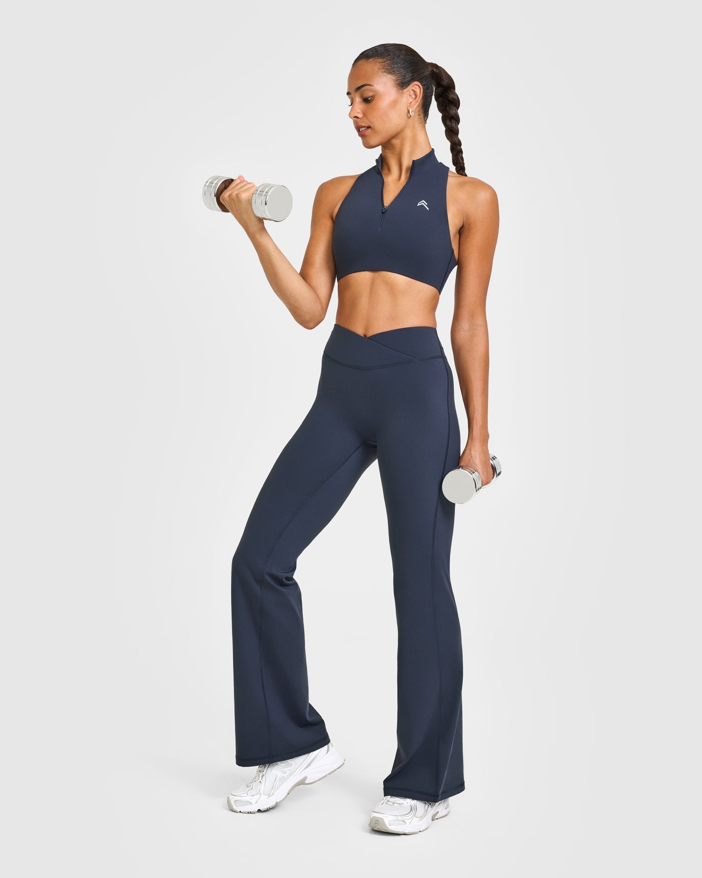 EasyLift Zip High Neck Sports Bra with White Logo | True Blue - Image 3