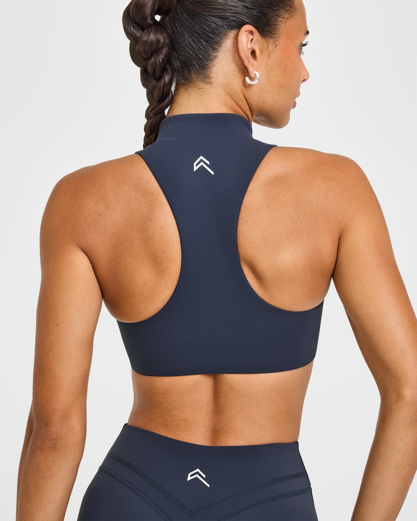 EasyLift Zip High Neck Sports Bra with White Logo | True Blue - Image 4