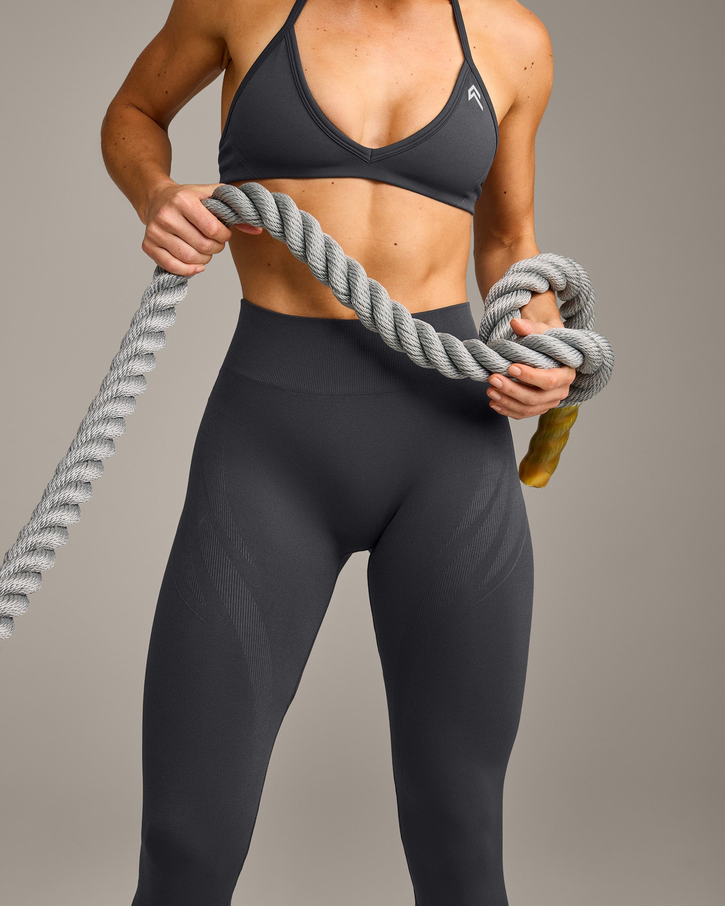 EnhanceLift Seamless Leggings with Grey Logo | Coal - Image 5