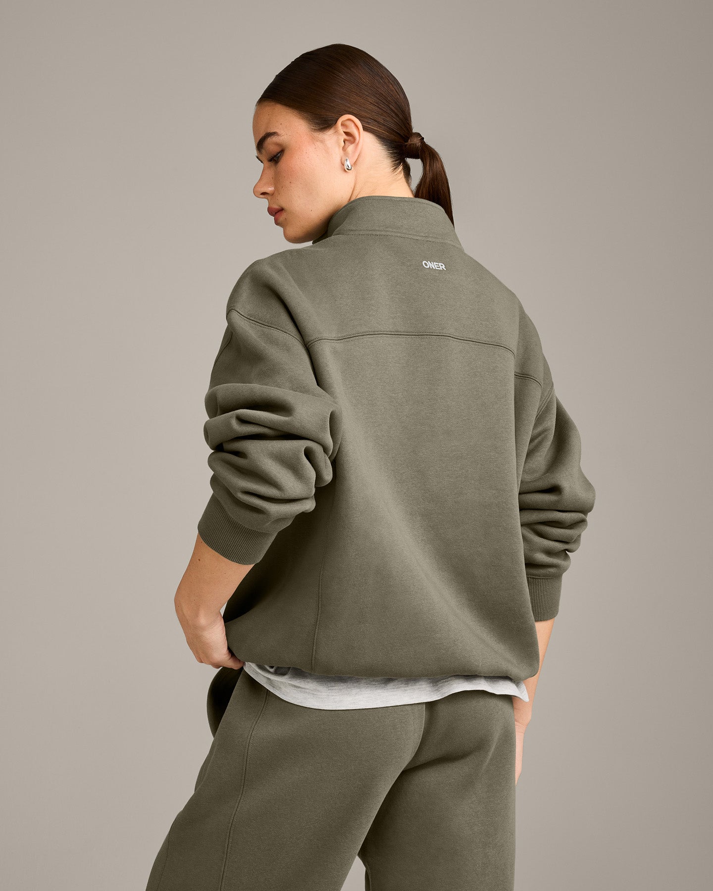 Foundations Cosy 1/4 Zip Sweatshirt | Alpine Green - Image 5