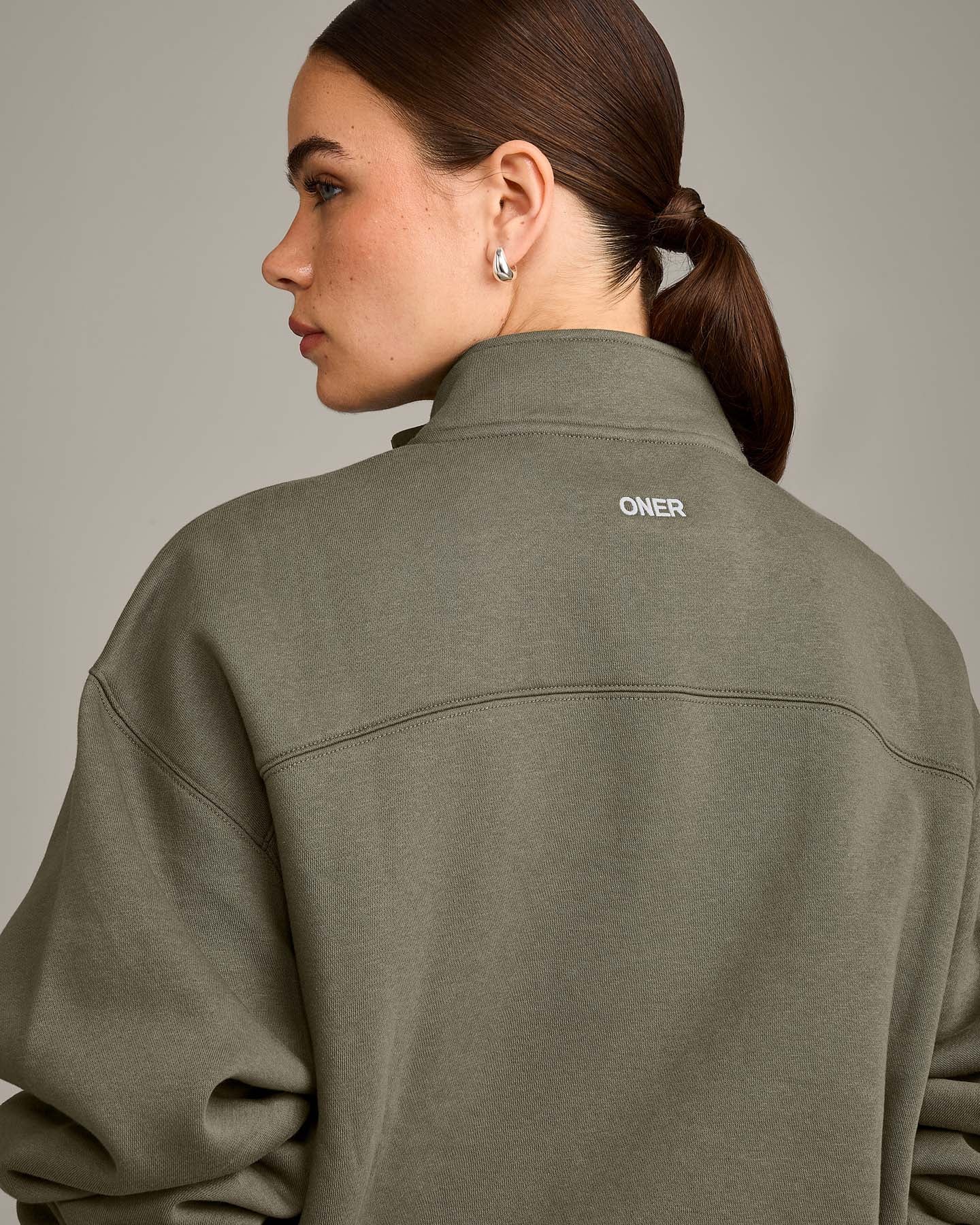 Alternative view of Foundations Cosy 1/4 Zip Sweatshirt | Alpine Green