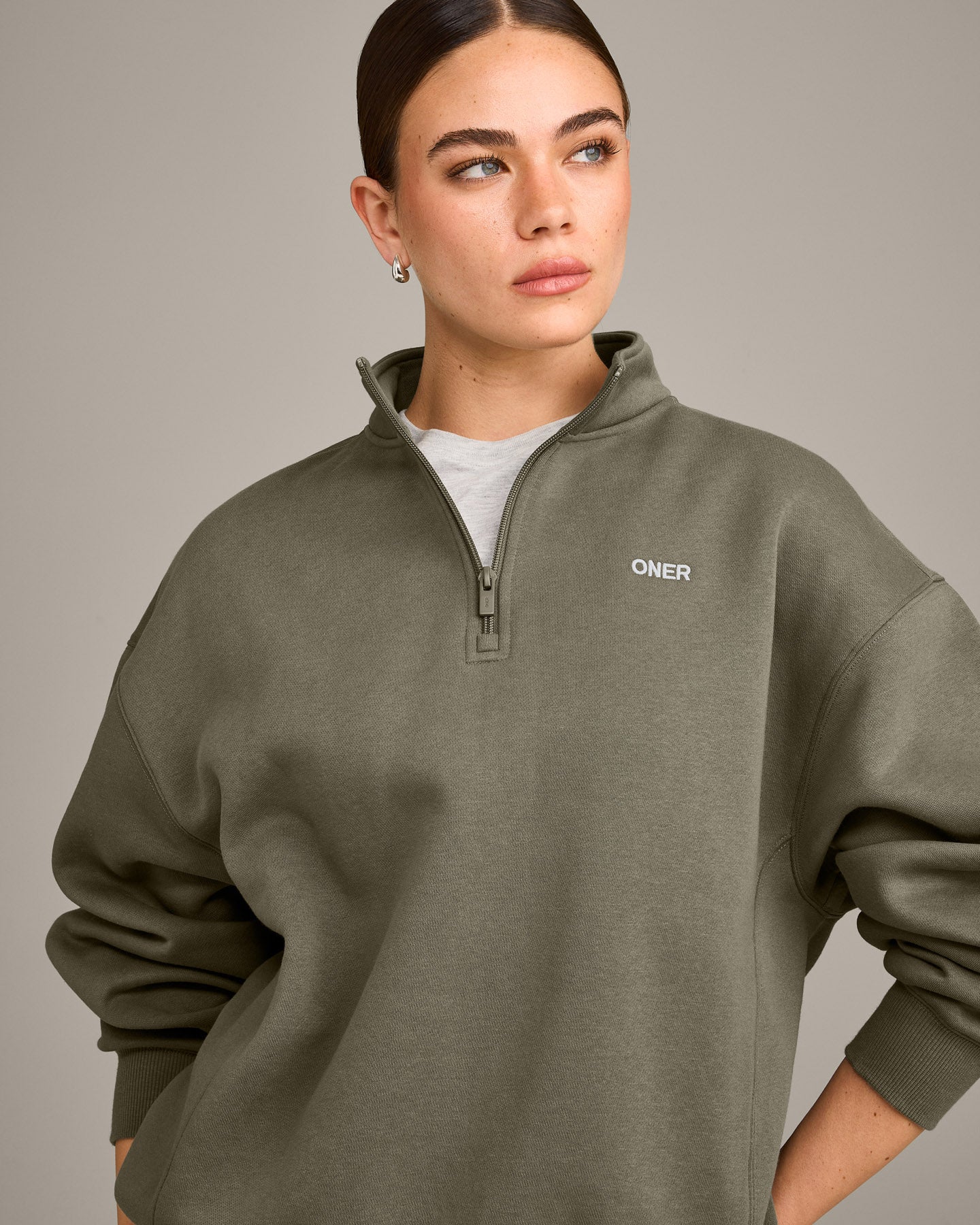 Foundations Cosy 1/4 Zip Sweatshirt | Alpine Green - Image 4