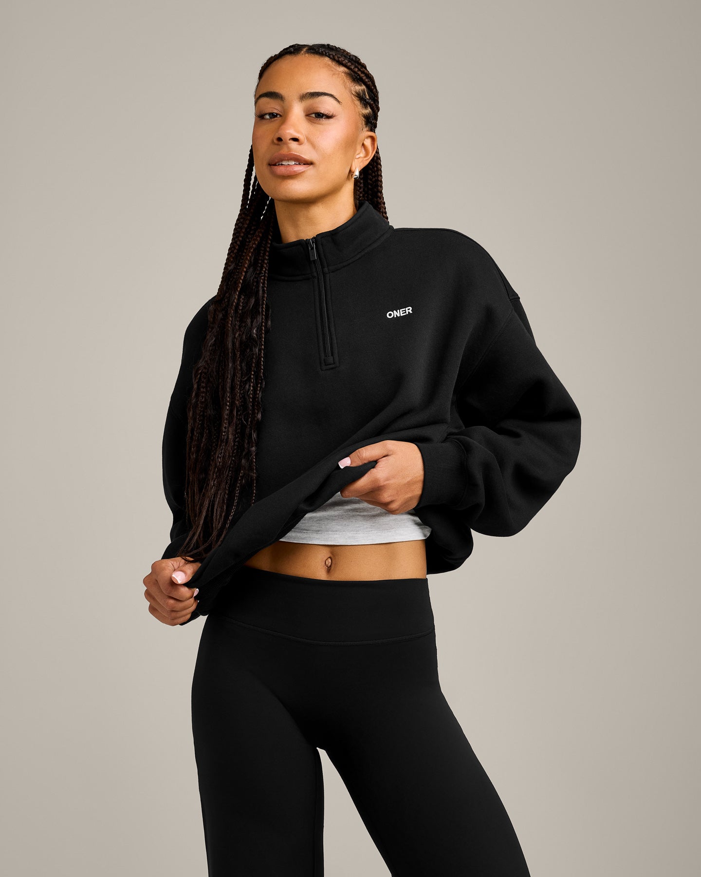 Foundations Cosy 1/4 Zip Sweatshirt | Black