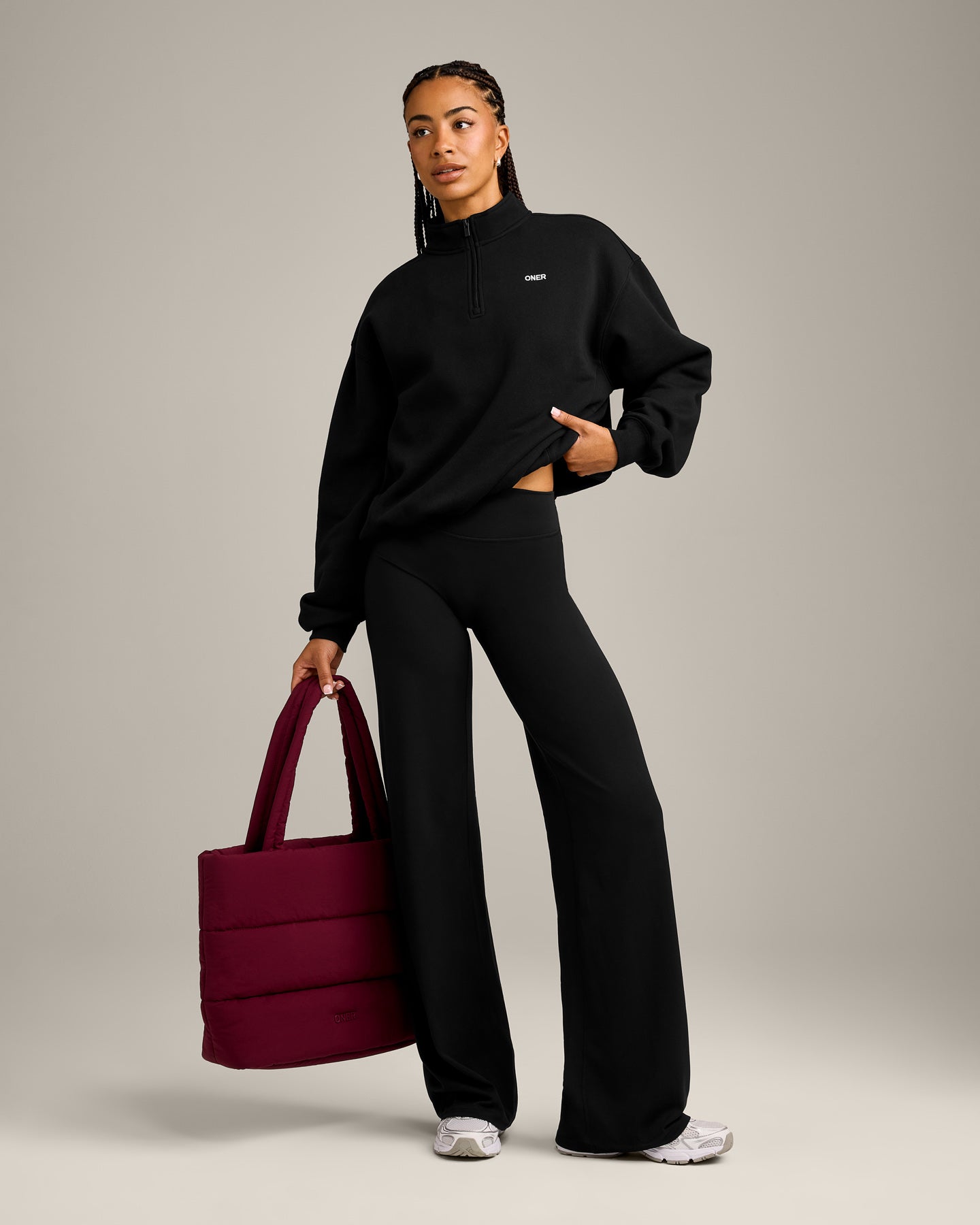 Foundations Cosy 1/4 Zip Sweatshirt | Black - Image 3