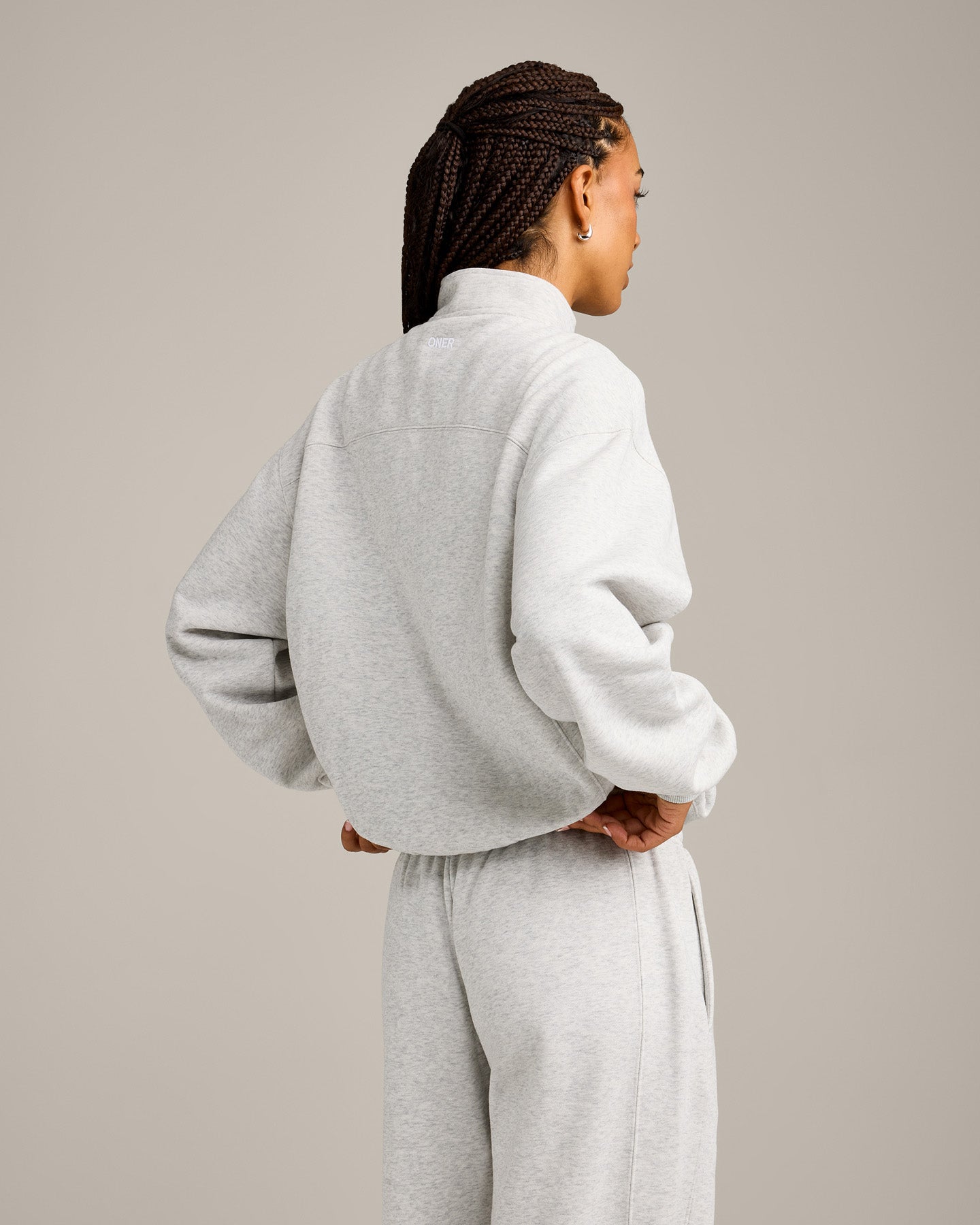 Alternative view of Foundations Cosy 1/4 Zip Sweatshirt | Light Grey Marl