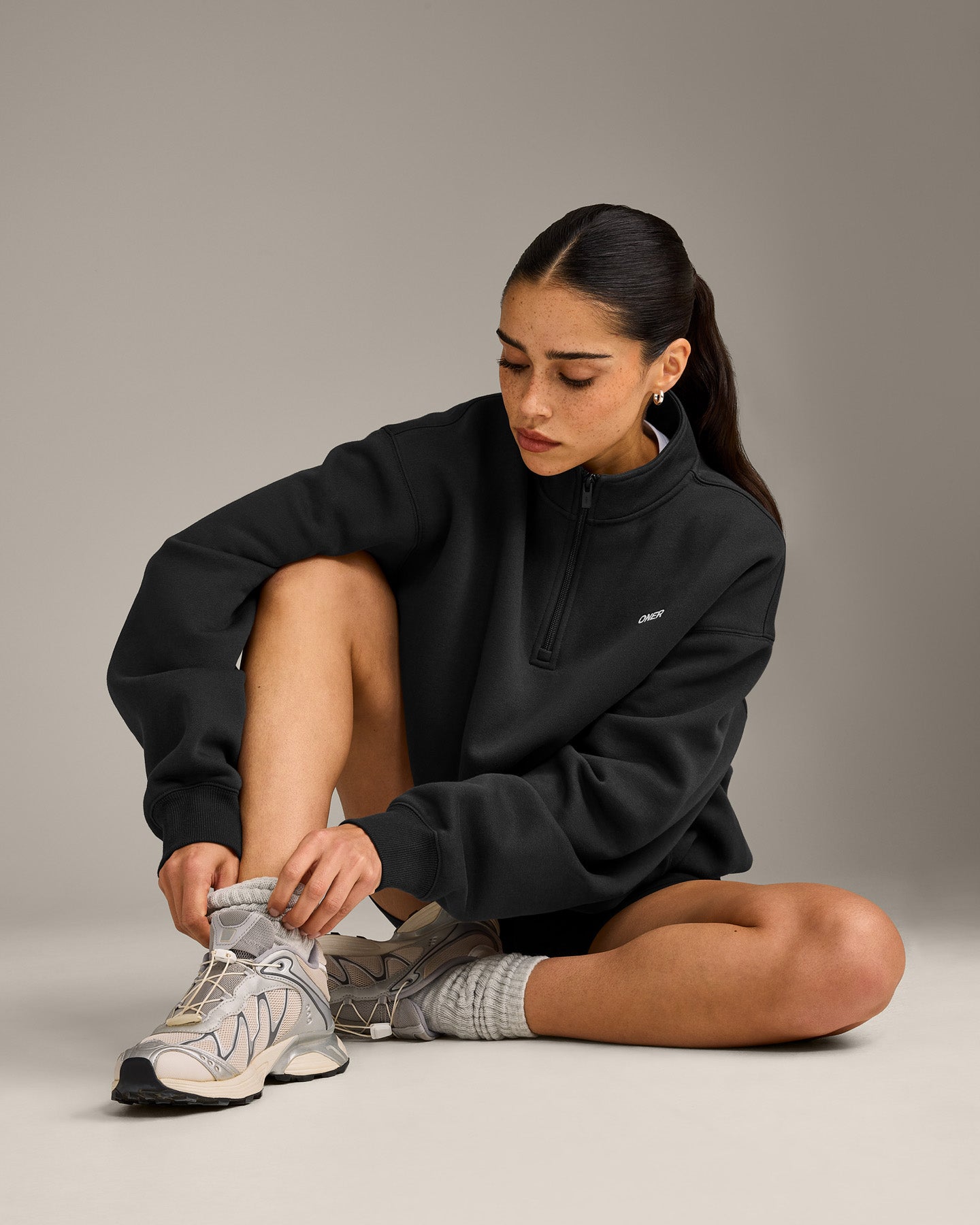 Foundations Cosy 1/4 Zip Sweatshirt | Soft Black - Image 3