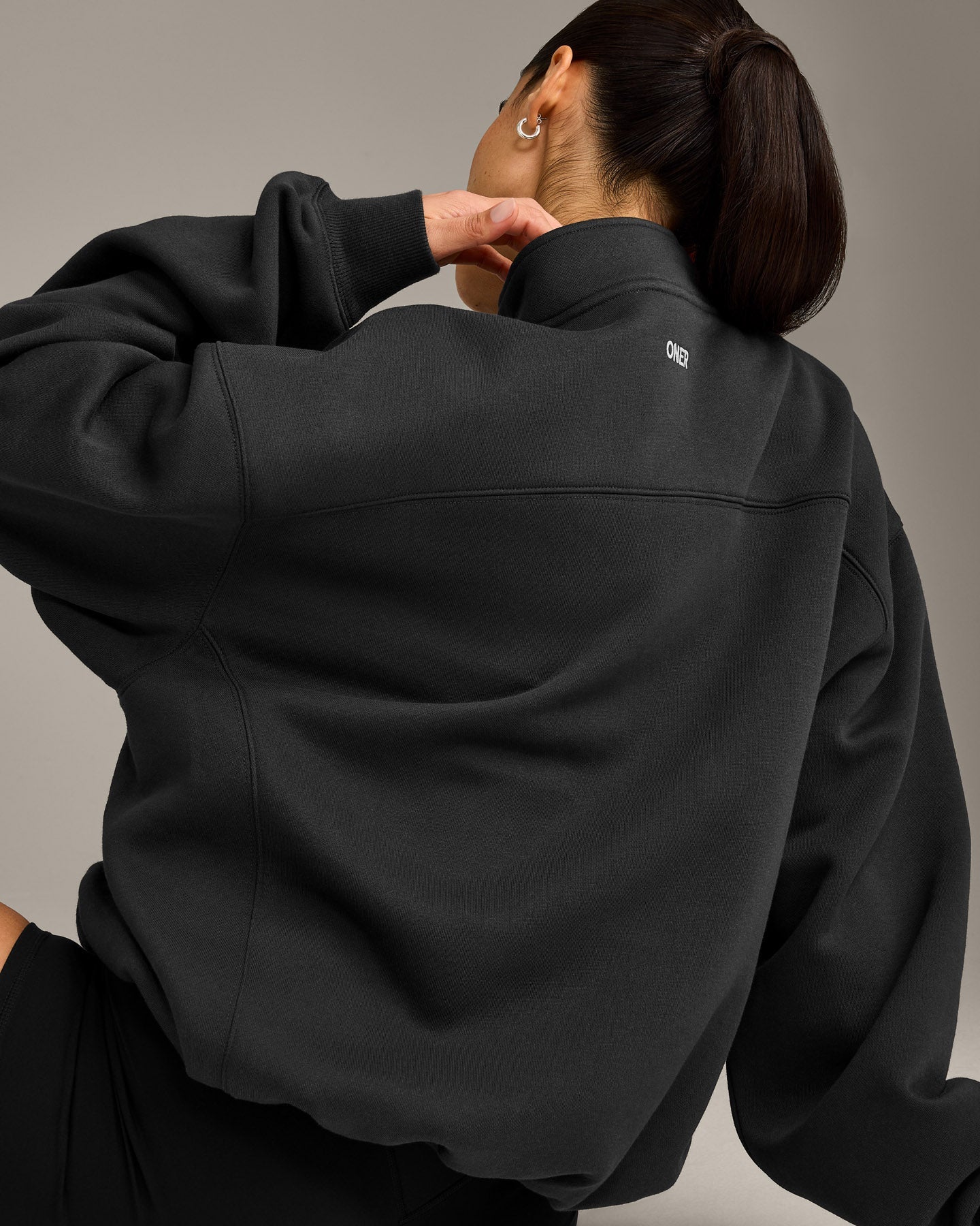 Foundations Cosy 1/4 Zip Sweatshirt | Soft Black - Image 6
