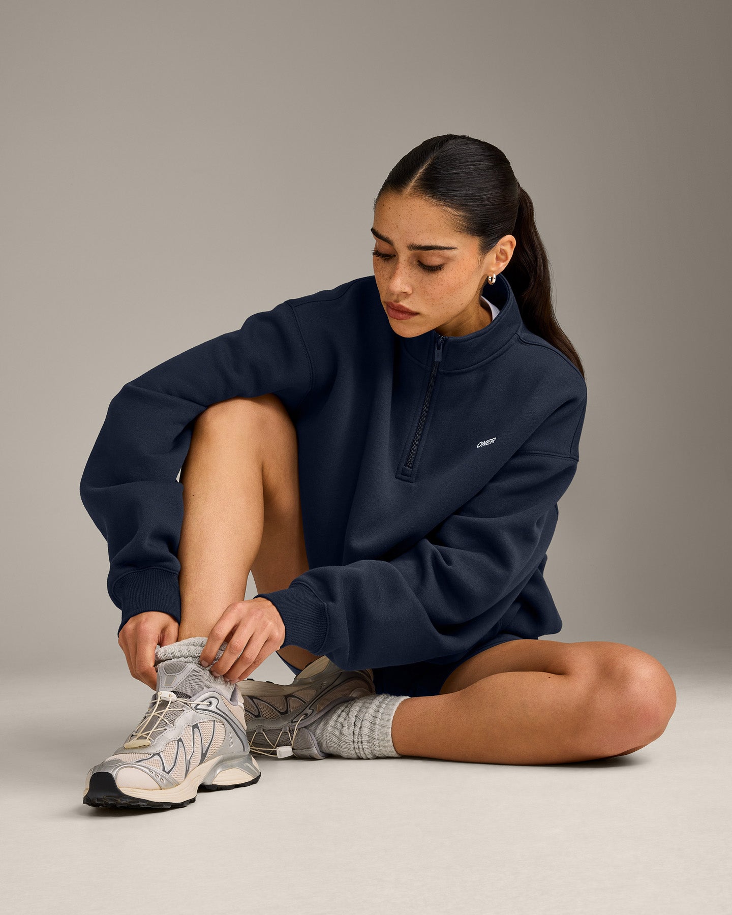 Foundations Cosy 1/4 Zip Sweatshirt | True Blue - Image 3