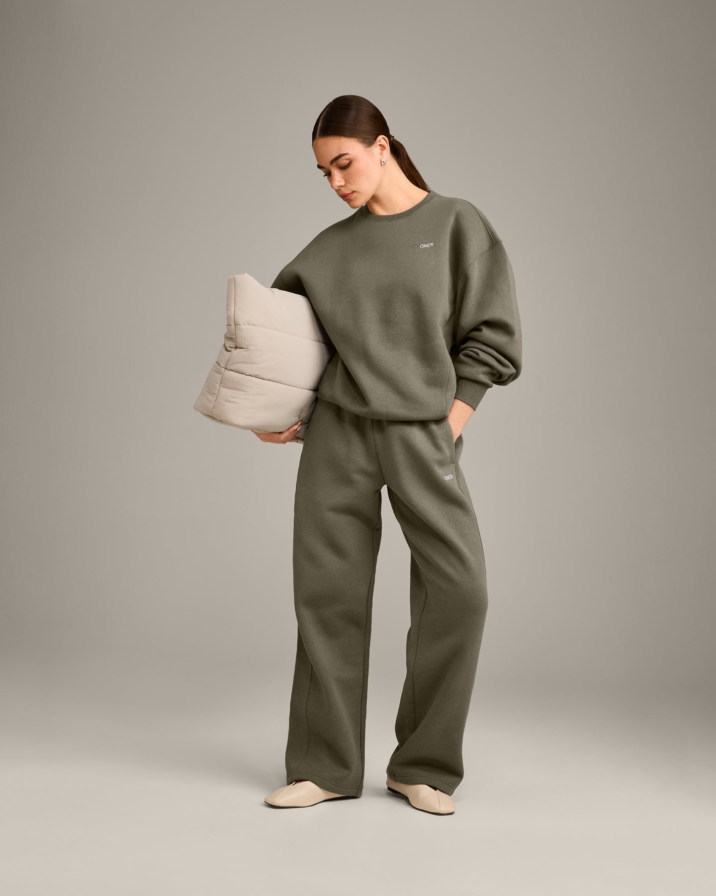 Foundations Cosy Crew Neck Sweatshirt | Alpine Green - Image 3