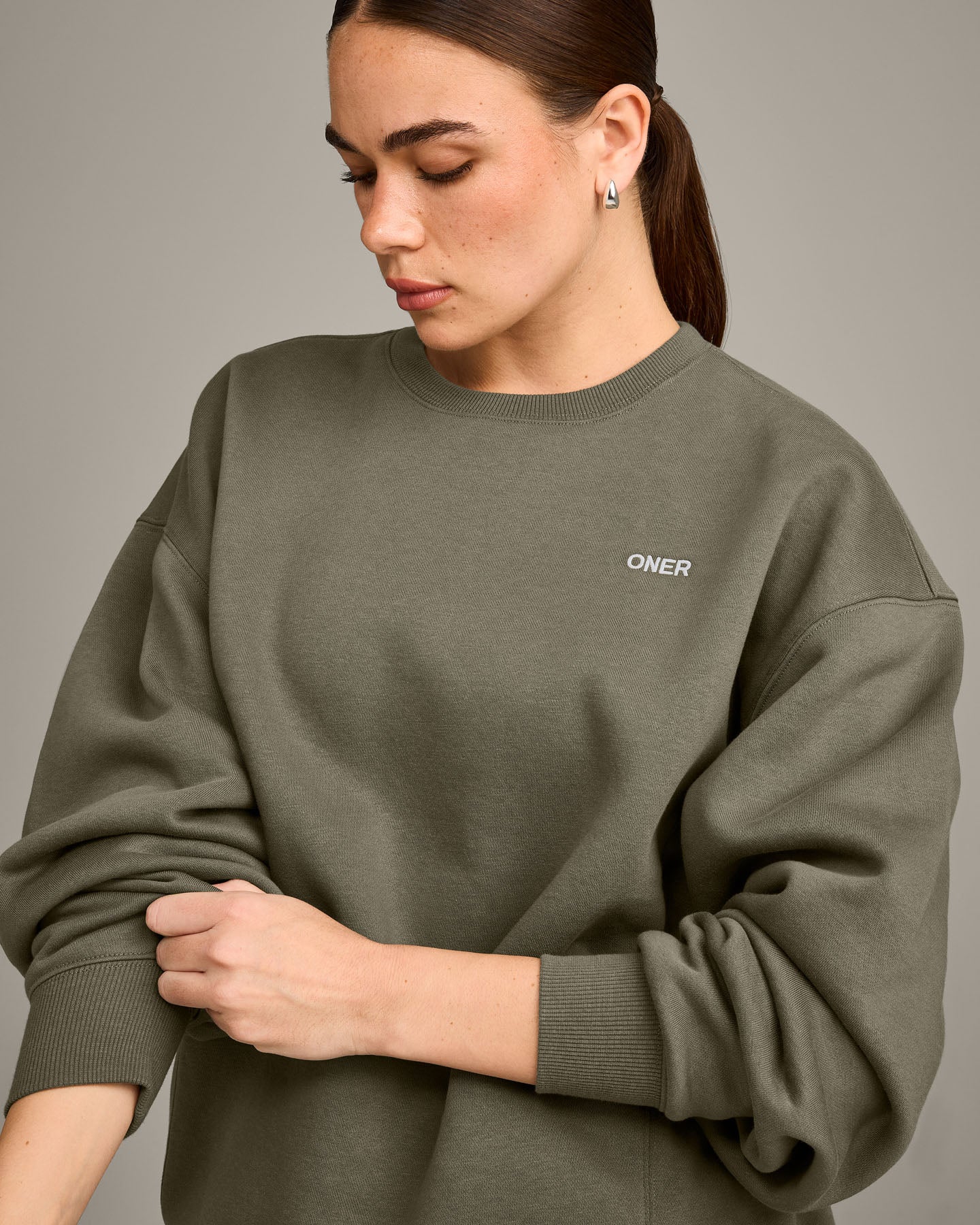 Alternative view of Foundations Cosy Crew Neck Sweatshirt | Alpine Green
