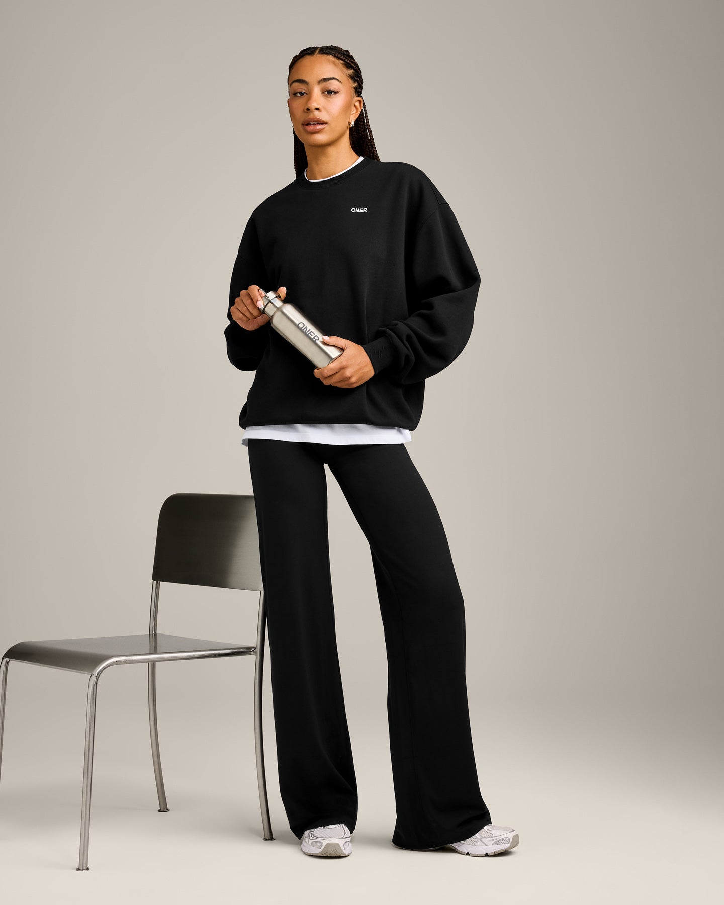 Foundations Cosy Crew Neck Sweatshirt | Black - Image 3