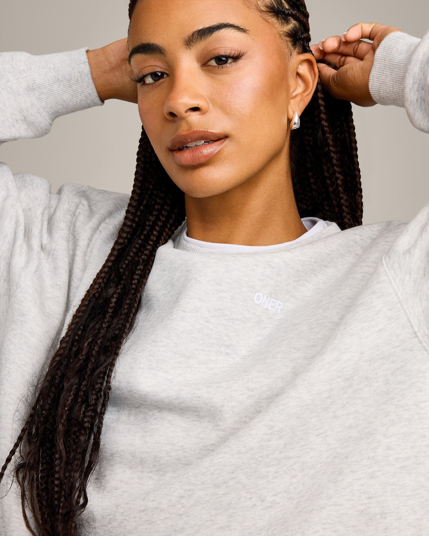 Foundations Cosy Crew Neck Sweatshirt | Light Grey Marl - Image 5