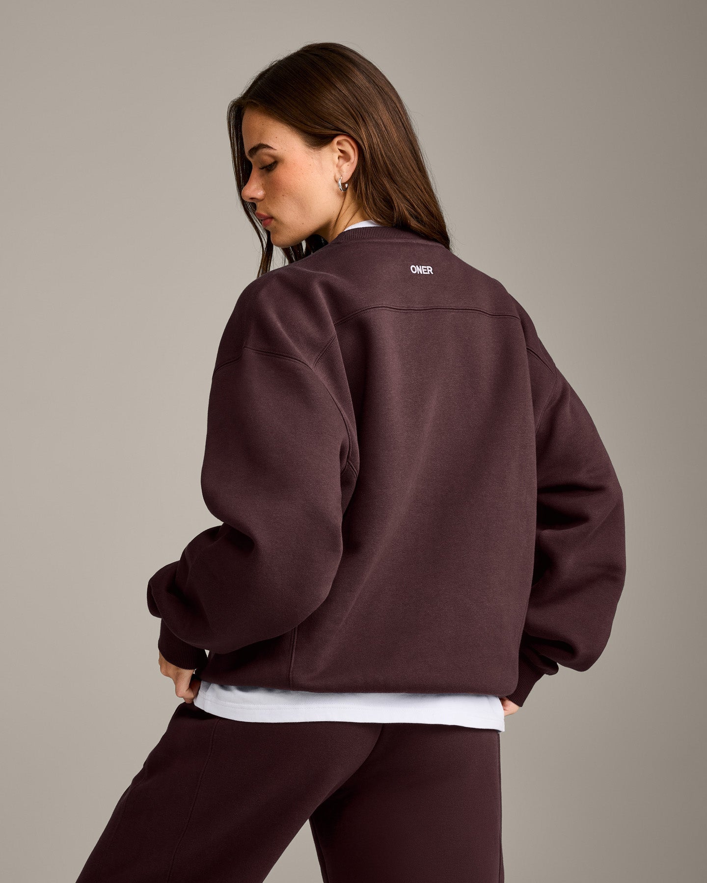 Alternative view of Foundations Cosy Crew Neck Sweatshirt | Plum Brown