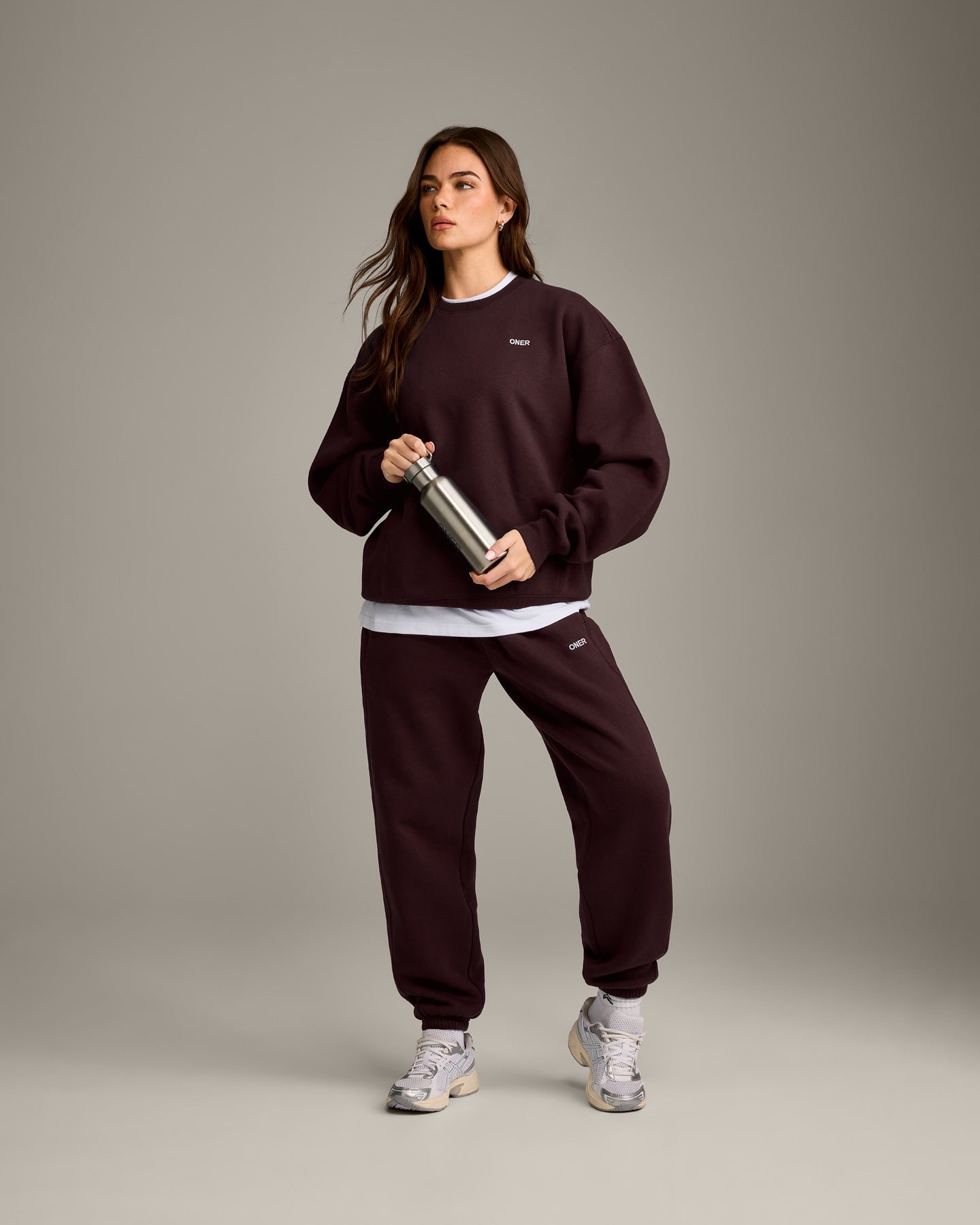 Foundations Cosy Crew Neck Sweatshirt | Plum Brown - Image 3