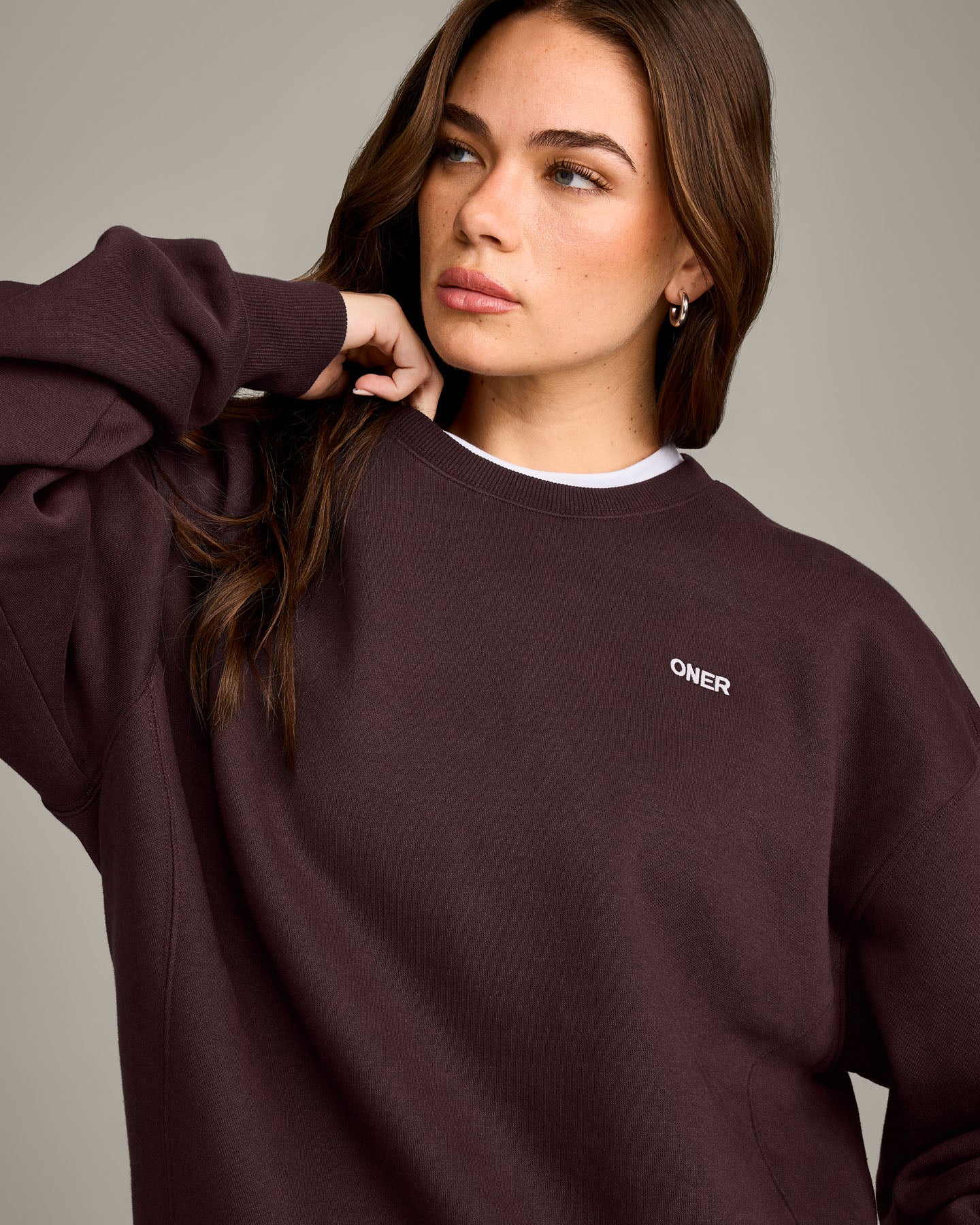 Foundations Cosy Crew Neck Sweatshirt | Plum Brown - Image 5