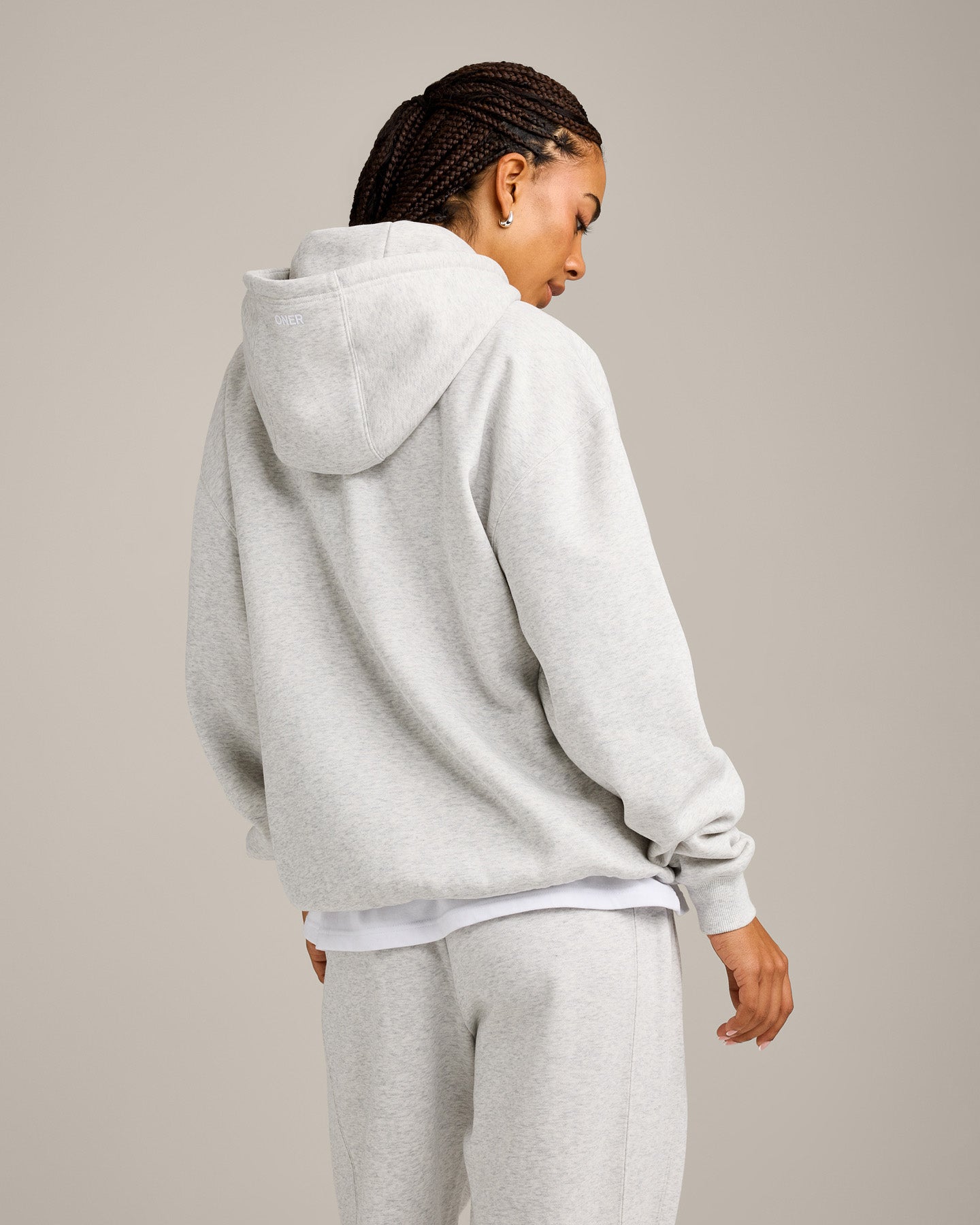 Alternative view of Foundations Cosy Hoodie | Light Grey Marl