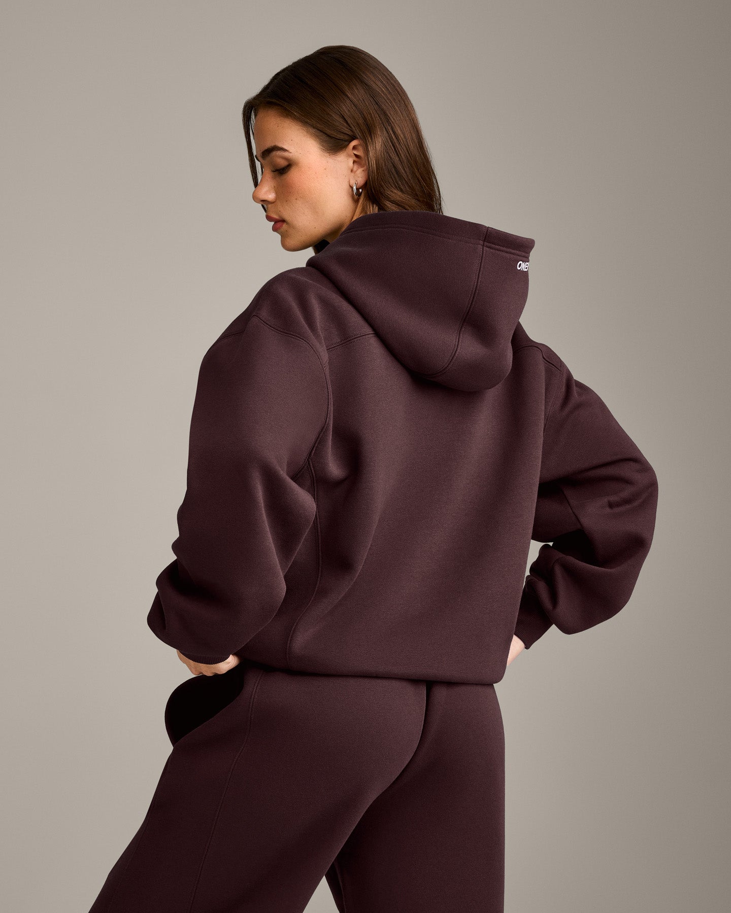 Alternative view of Foundations Cosy Hoodie | Plum Brown