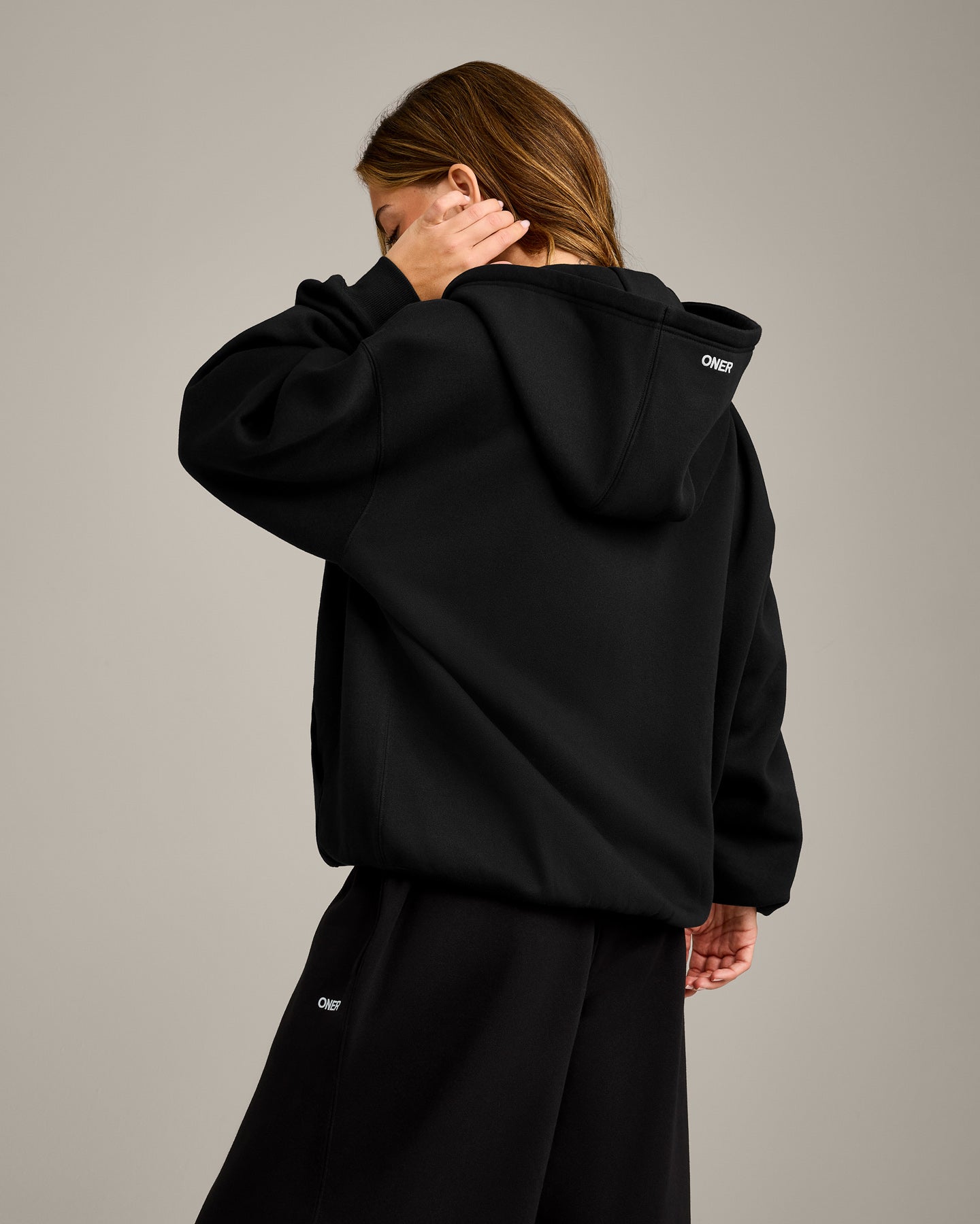 Alternative view of Foundations Cosy Oversized Zip Through Hoodie | Black
