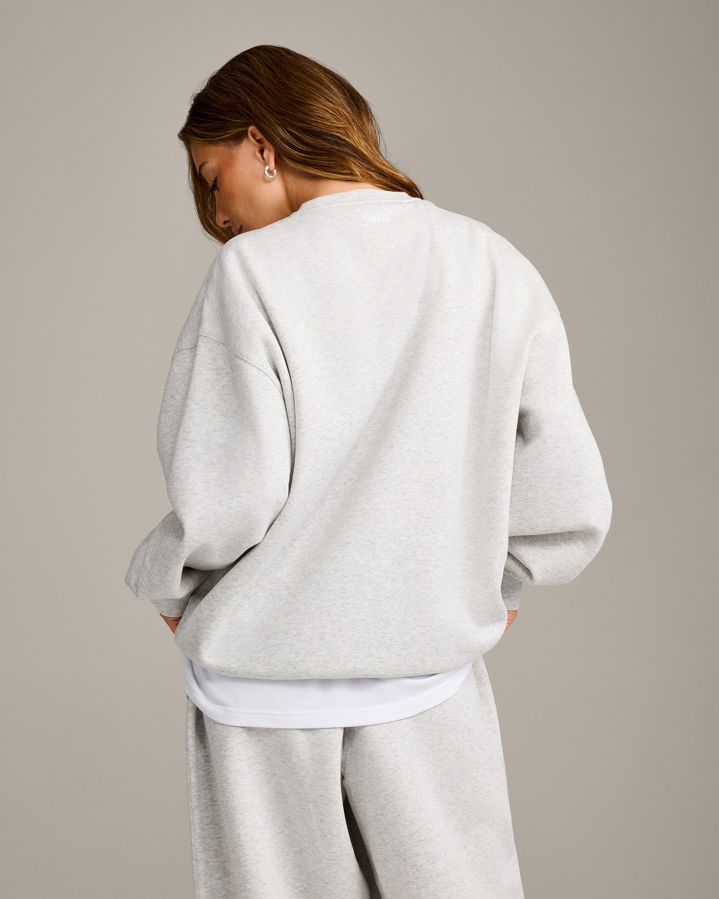 Foundations Cosy Oversized Sweatshirt | Light Grey Marl - Image 6