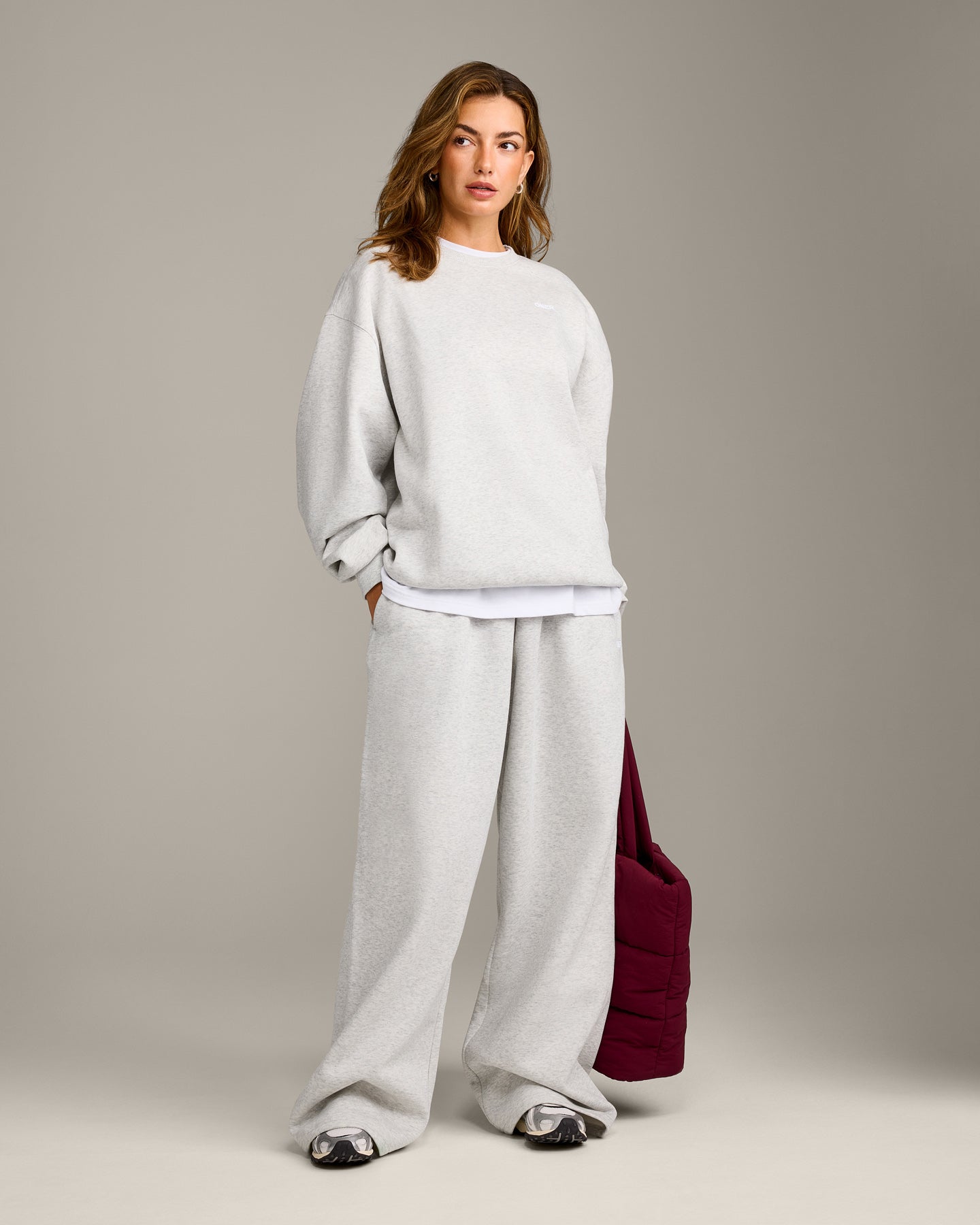 Foundations Cosy Oversized Sweatshirt | Light Grey Marl - Image 3