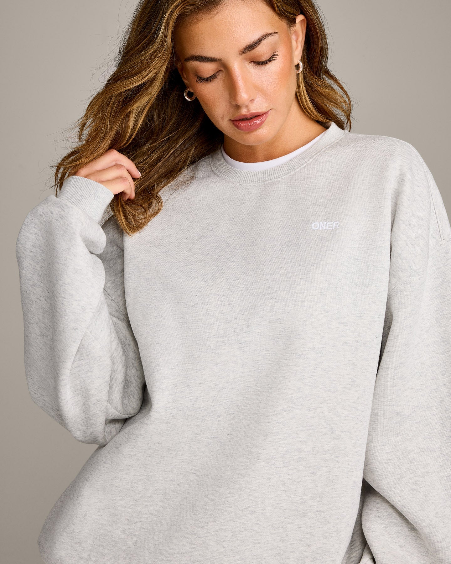 Alternative view of Foundations Cosy Oversized Sweatshirt | Light Grey Marl