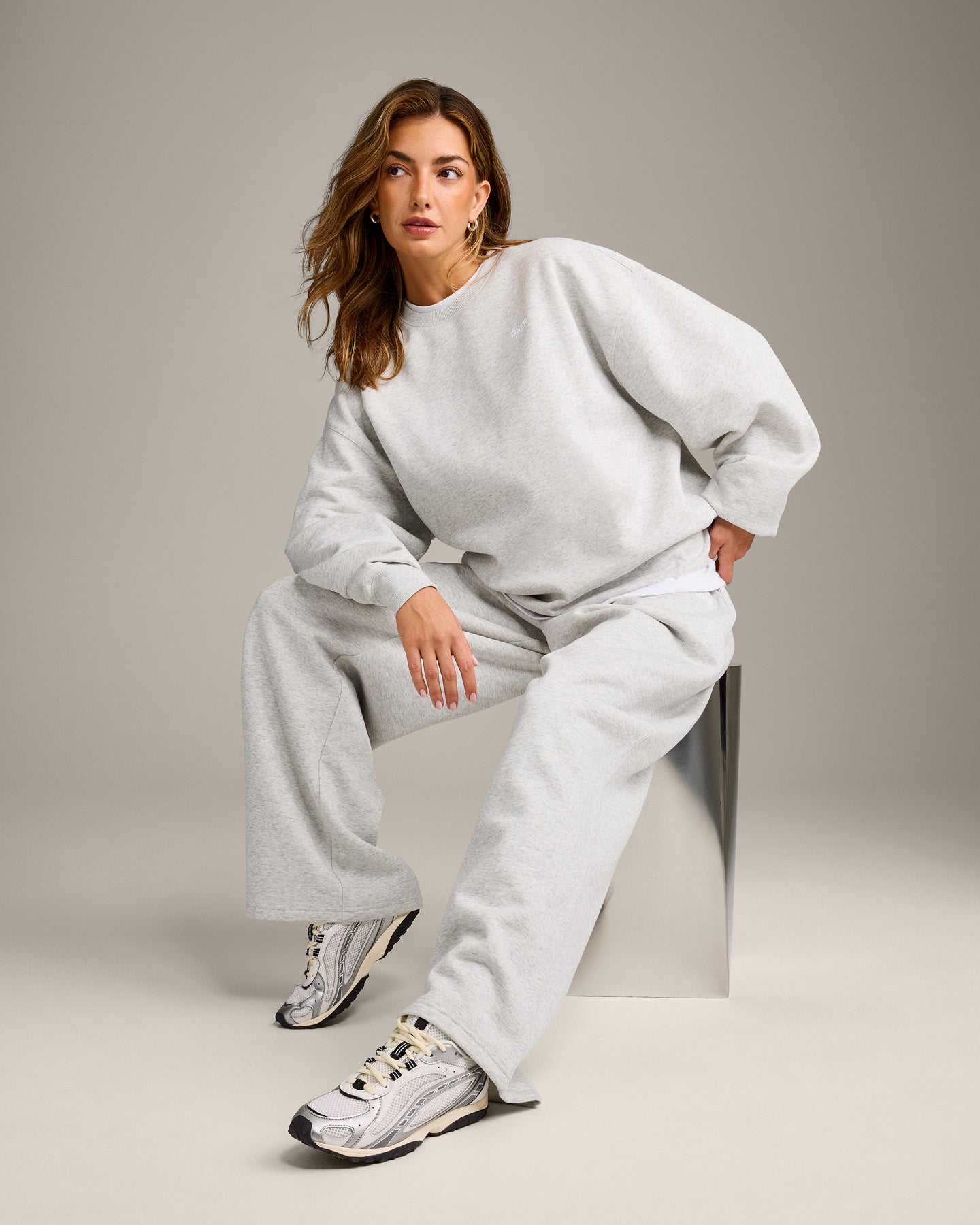 Foundations Cosy Oversized Sweatshirt | Light Grey Marl - Image 5
