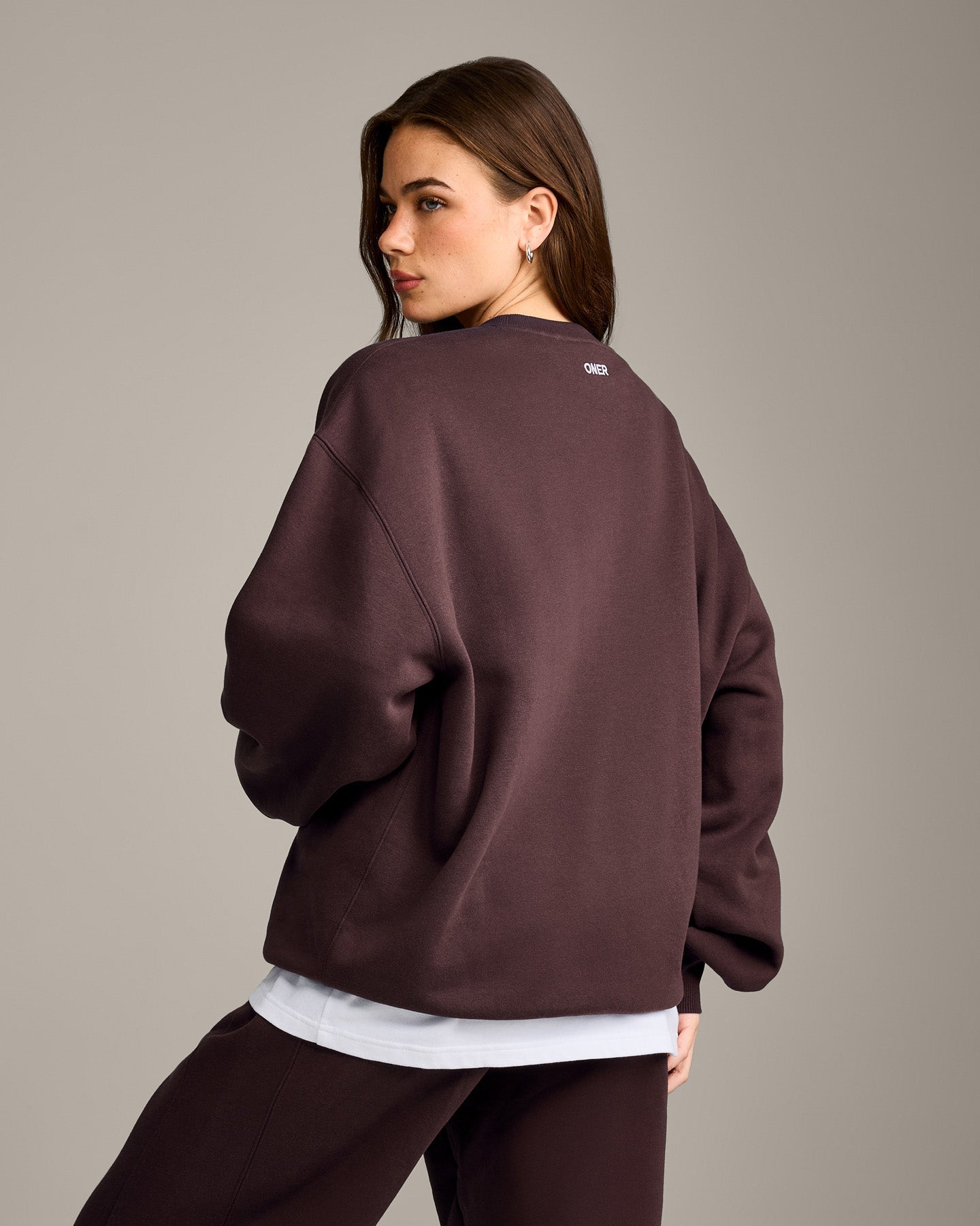 Foundations Cosy Oversized Sweatshirt | Plum Brown - Image 5