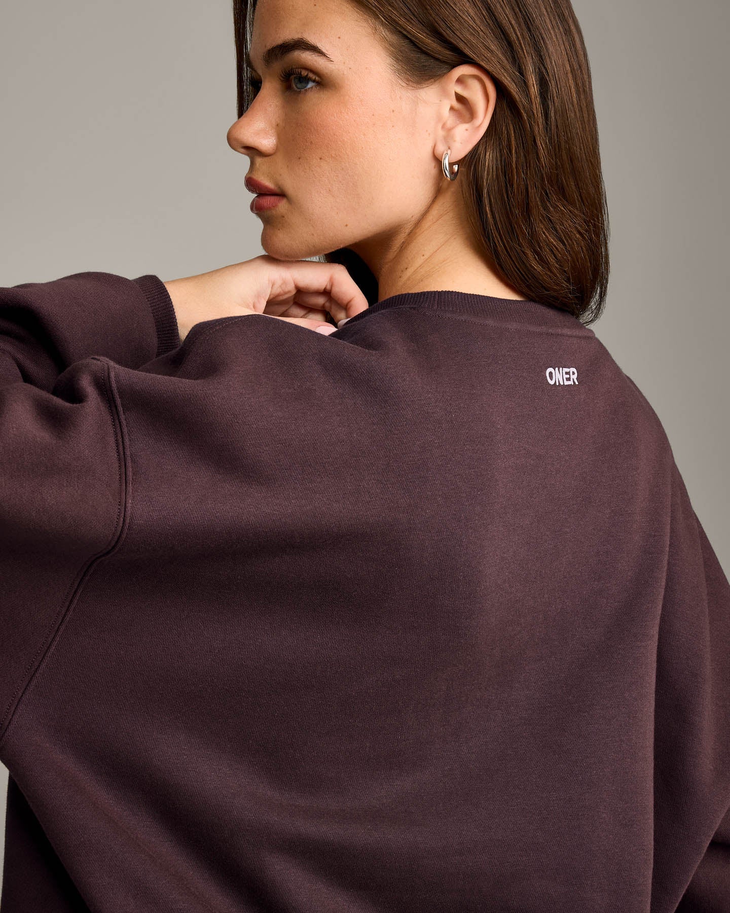 Foundations Cosy Oversized Sweatshirt | Plum Brown - Image 4