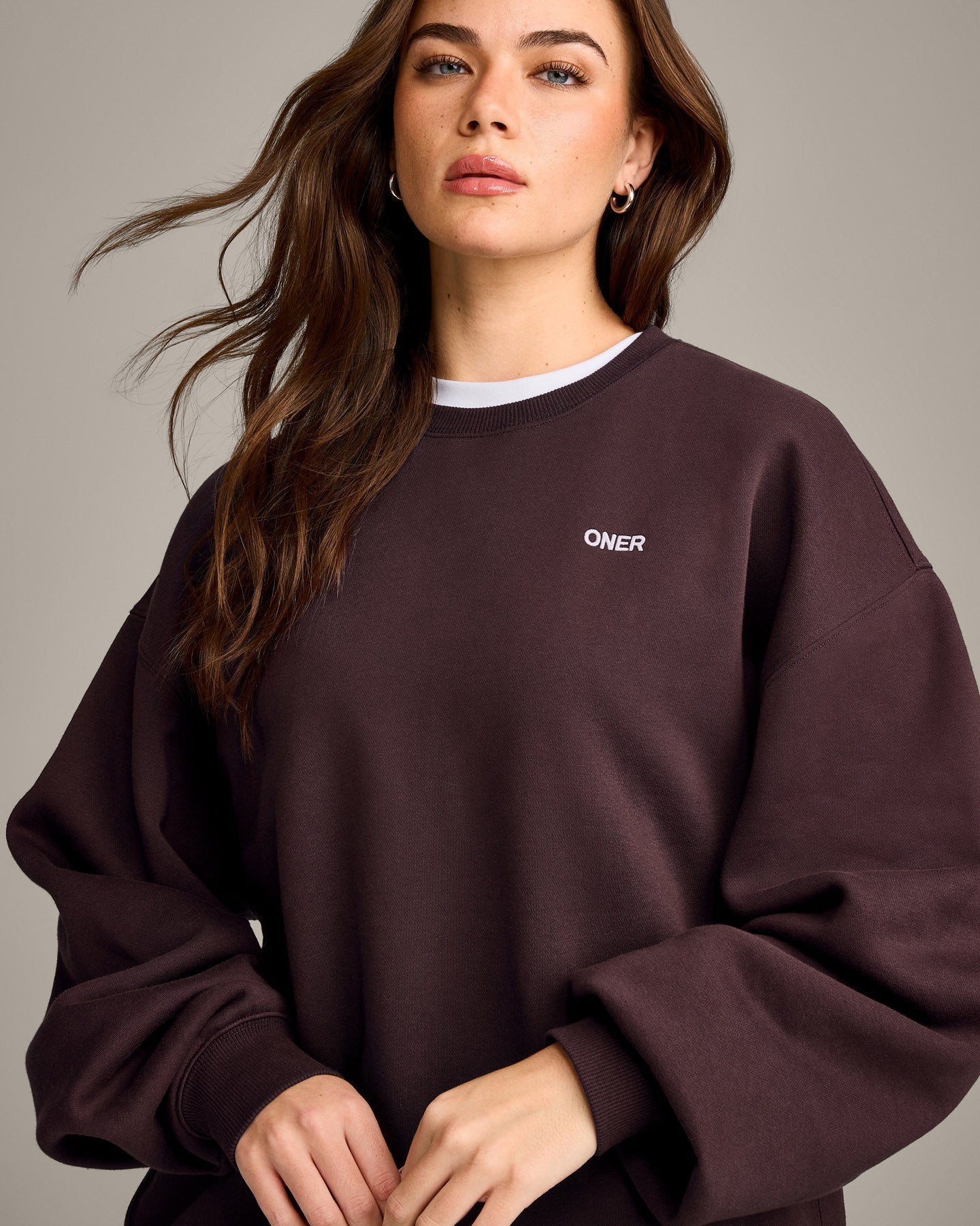 Alternative view of Foundations Cosy Oversized Sweatshirt | Plum Brown