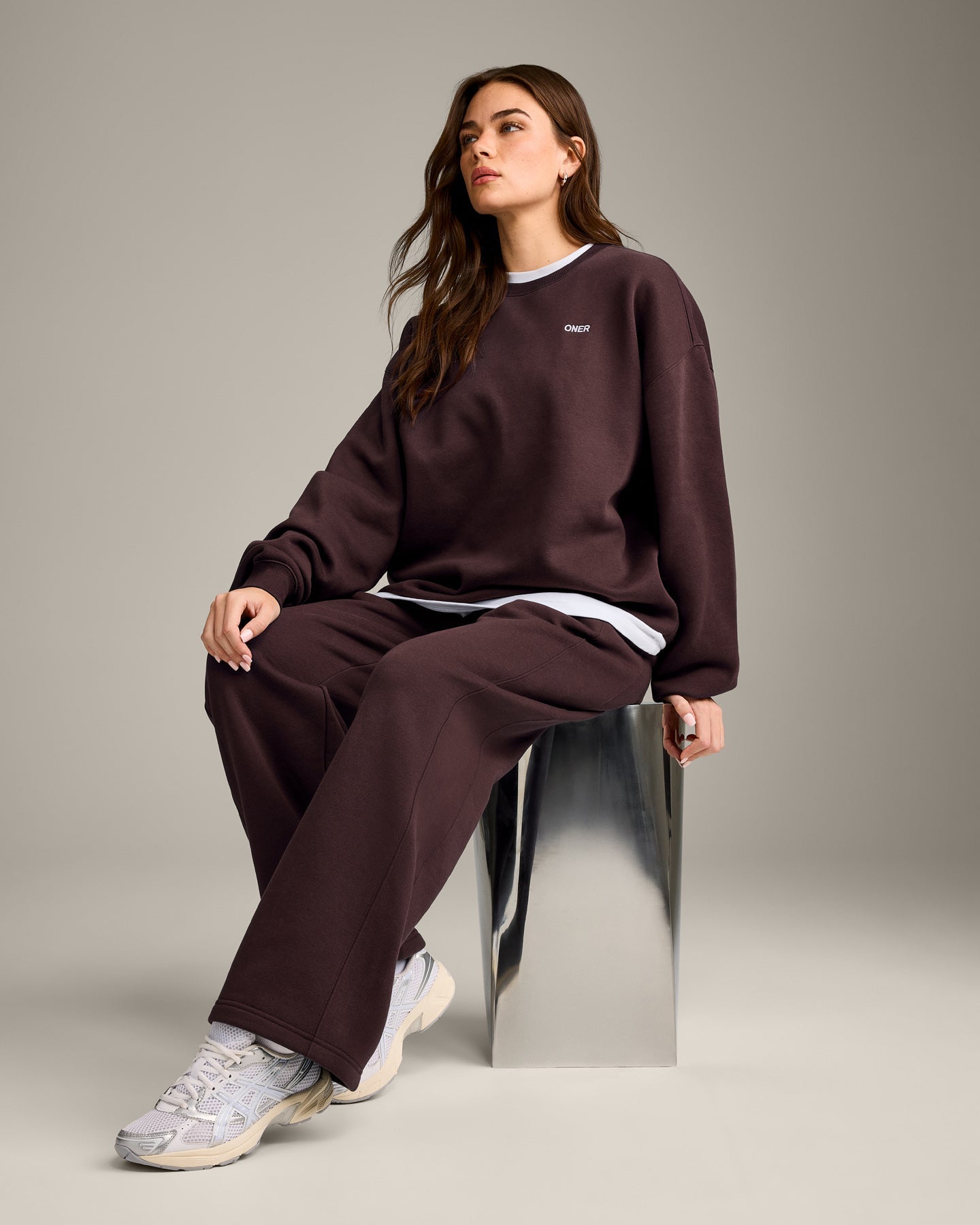 Foundations Cosy Oversized Sweatshirt | Plum Brown - Image 3