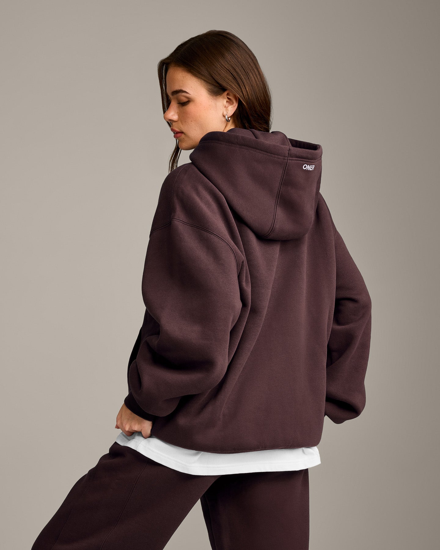Alternative view of Foundations Cosy Oversized Hoodie | Plum Brown