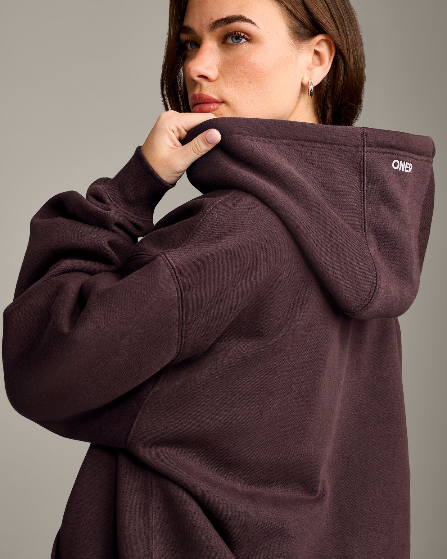 Foundations Cosy Oversized Hoodie | Plum Brown - Image 4
