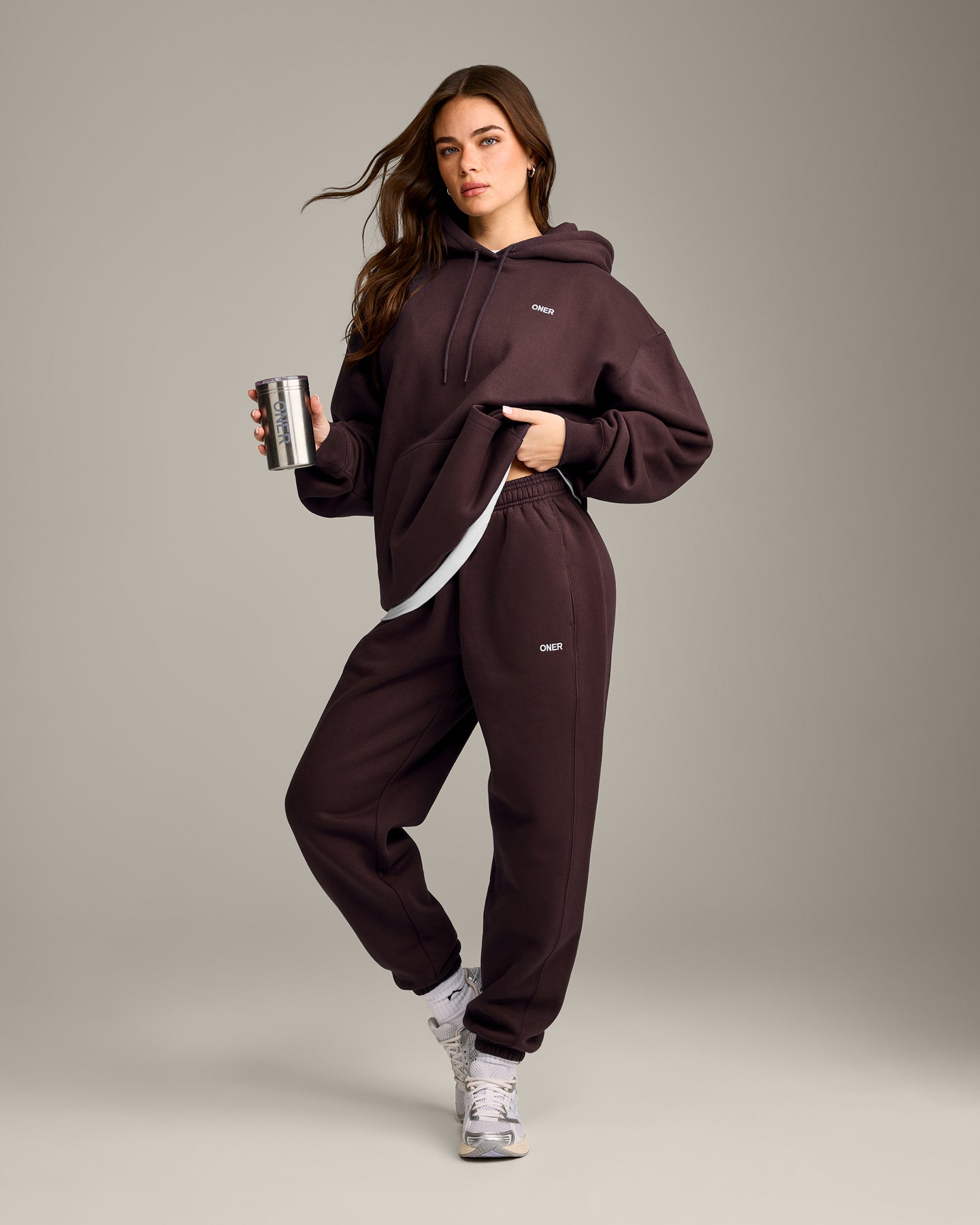 Foundations Cosy Oversized Hoodie | Plum Brown - Image 3