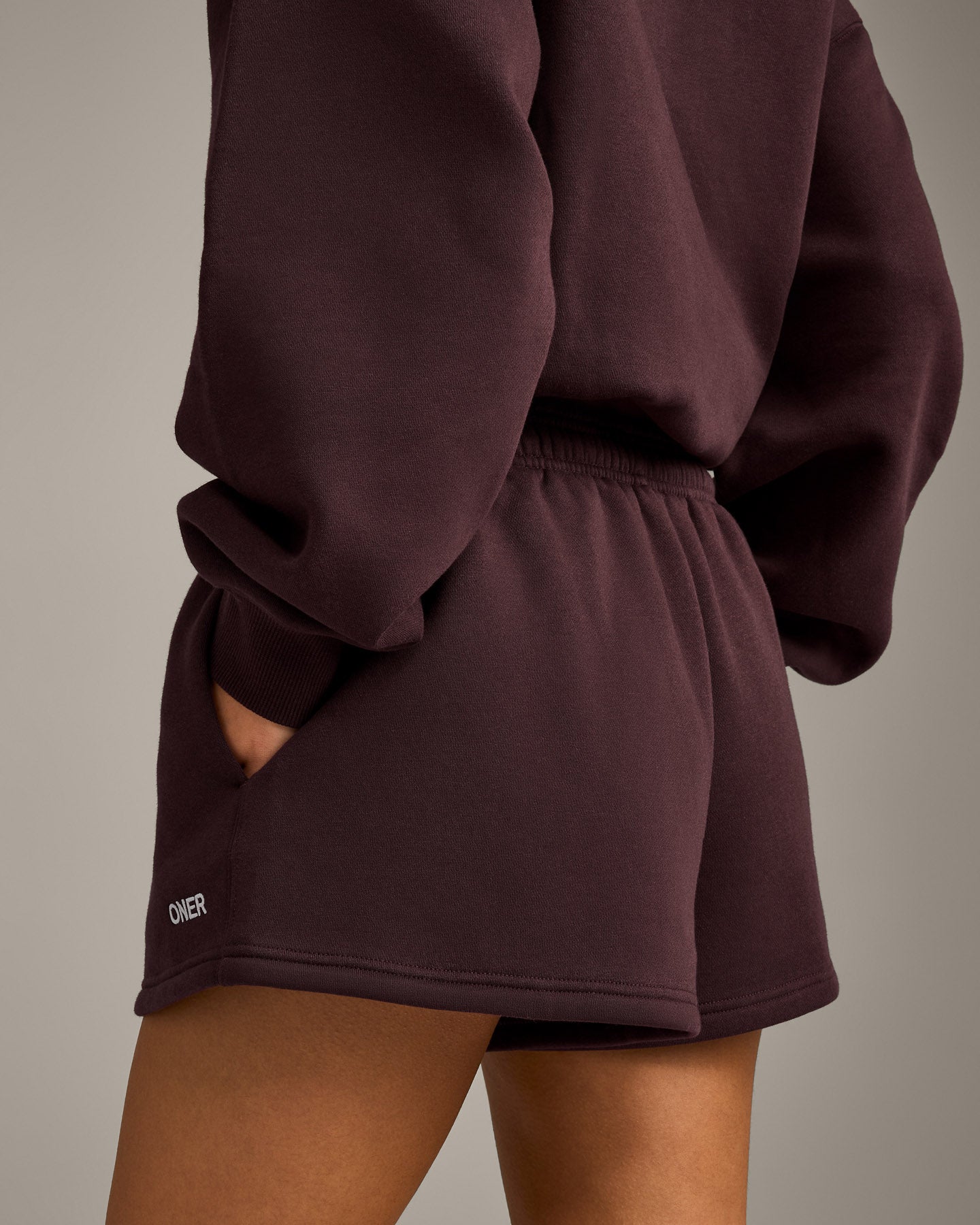 Foundations Cosy Oversized Shorts | Plum Brown - Image 4