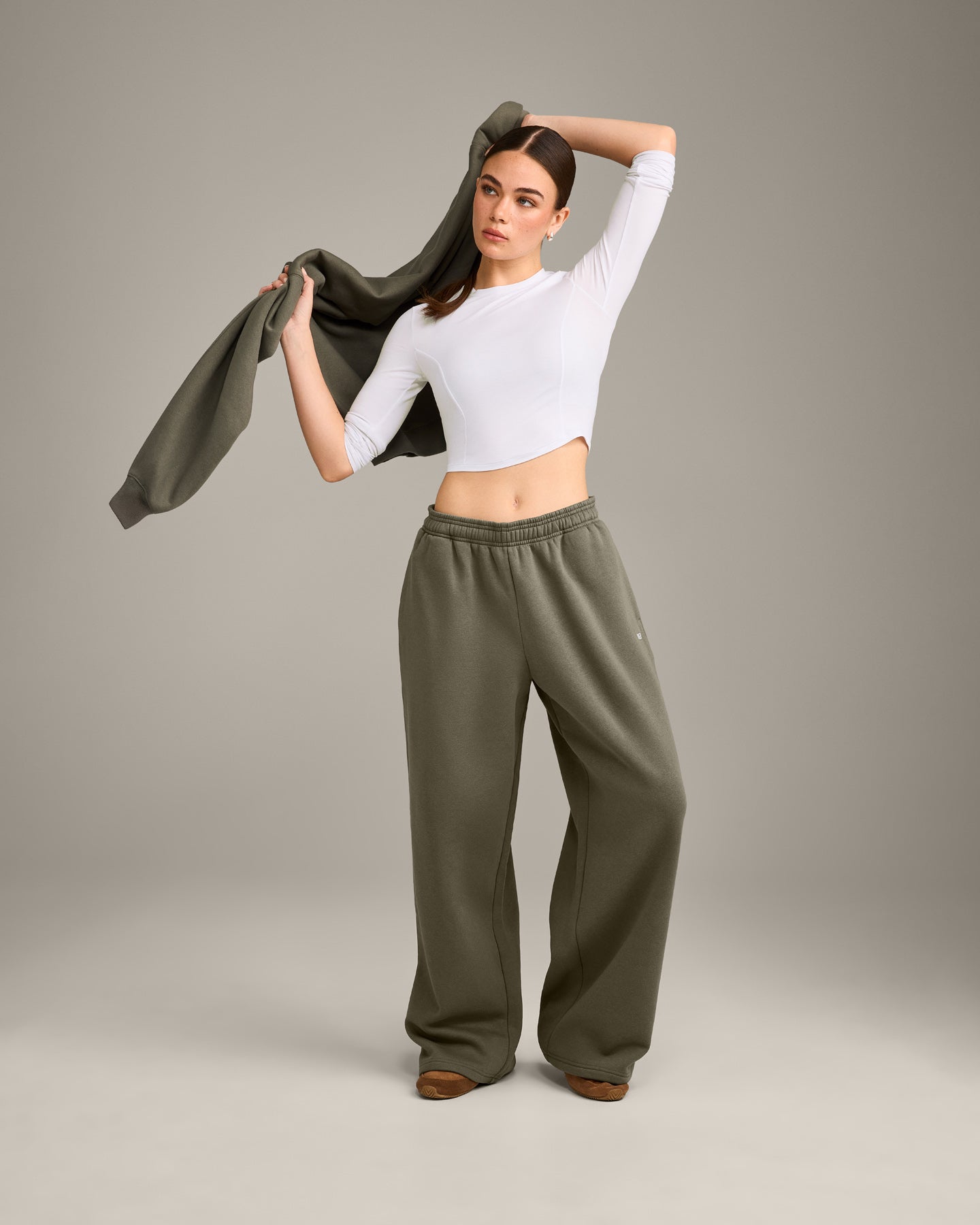 Foundations Cosy Oversized Straight Leg Joggers | Alpine Green - Image 3