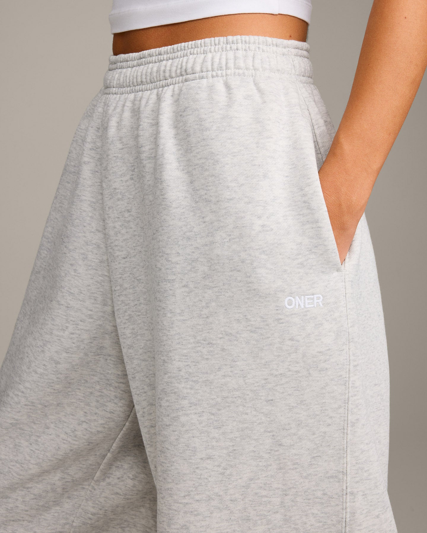 Foundations Cosy Oversized Straight Leg Joggers | Light Grey Marl - Image 4