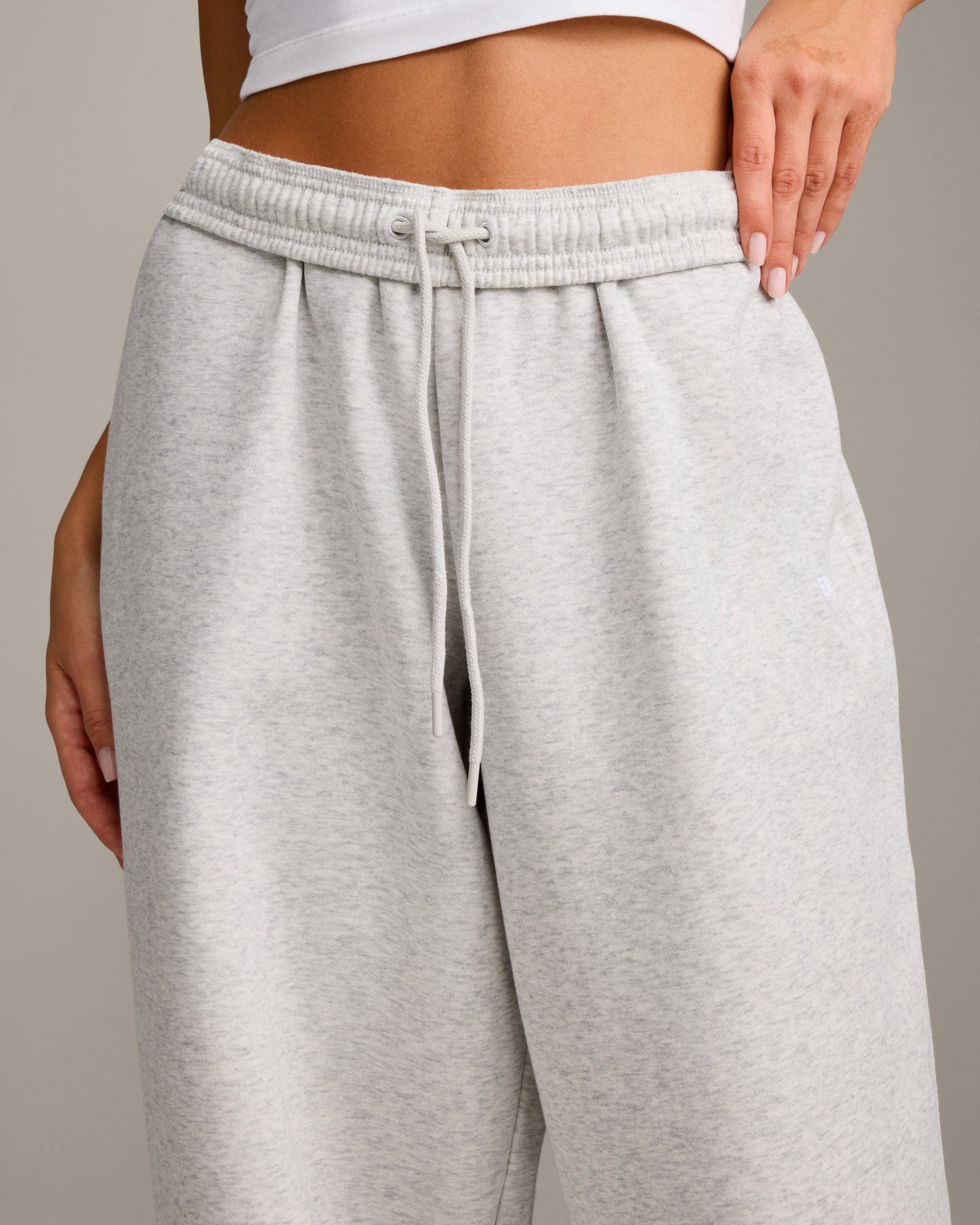 Foundations Cosy Oversized Straight Leg Joggers | Light Grey Marl - Image 6