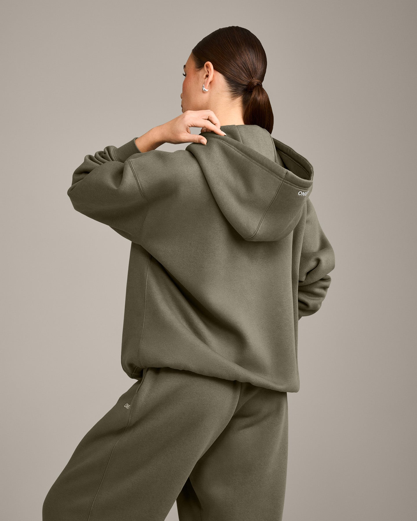 Alternative view of Foundations Cosy Oversized Zip Through Hoodie | Alpine Green