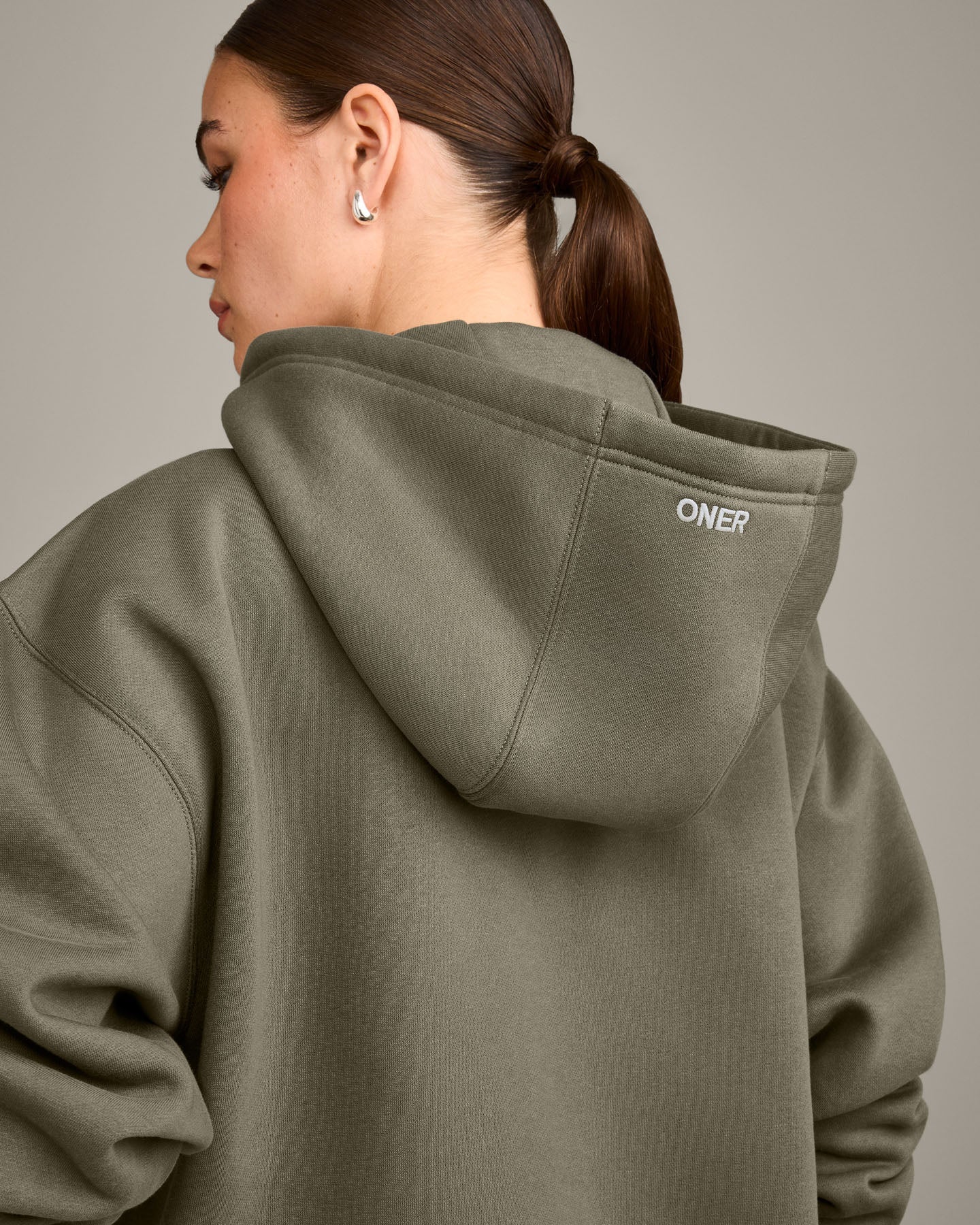 Foundations Cosy Oversized Zip Through Hoodie | Alpine Green - Image 4